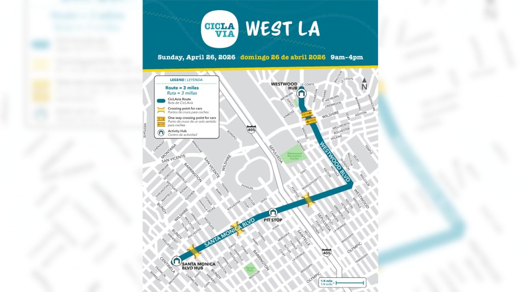 CicLAvia to open three-mile car-free route Sunday in West LA – San Gabriel Valley Tribune