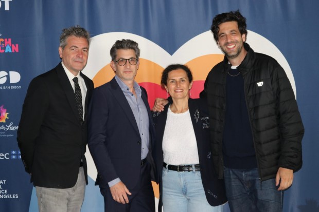 Director Gregory Boutboul, producer Clay Epstein, Alliance Francaise San Diego Executive Director Julie Ripoll and actor Max Boublil attend last year's San Diego French Film Festival. (Vinciane Van Moer)