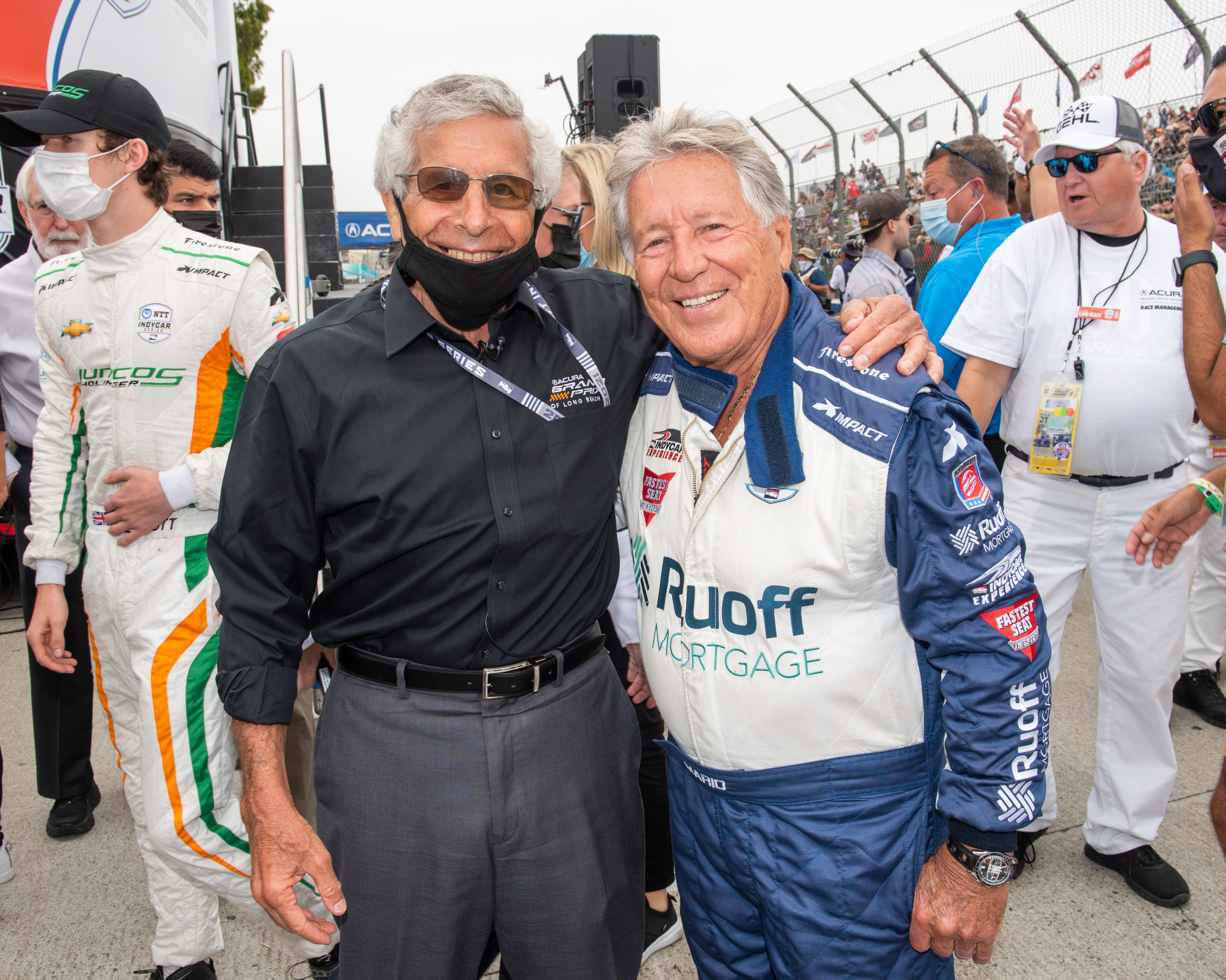 Mario Andretti and Jim Michaelian at the 2021 Long Beach...