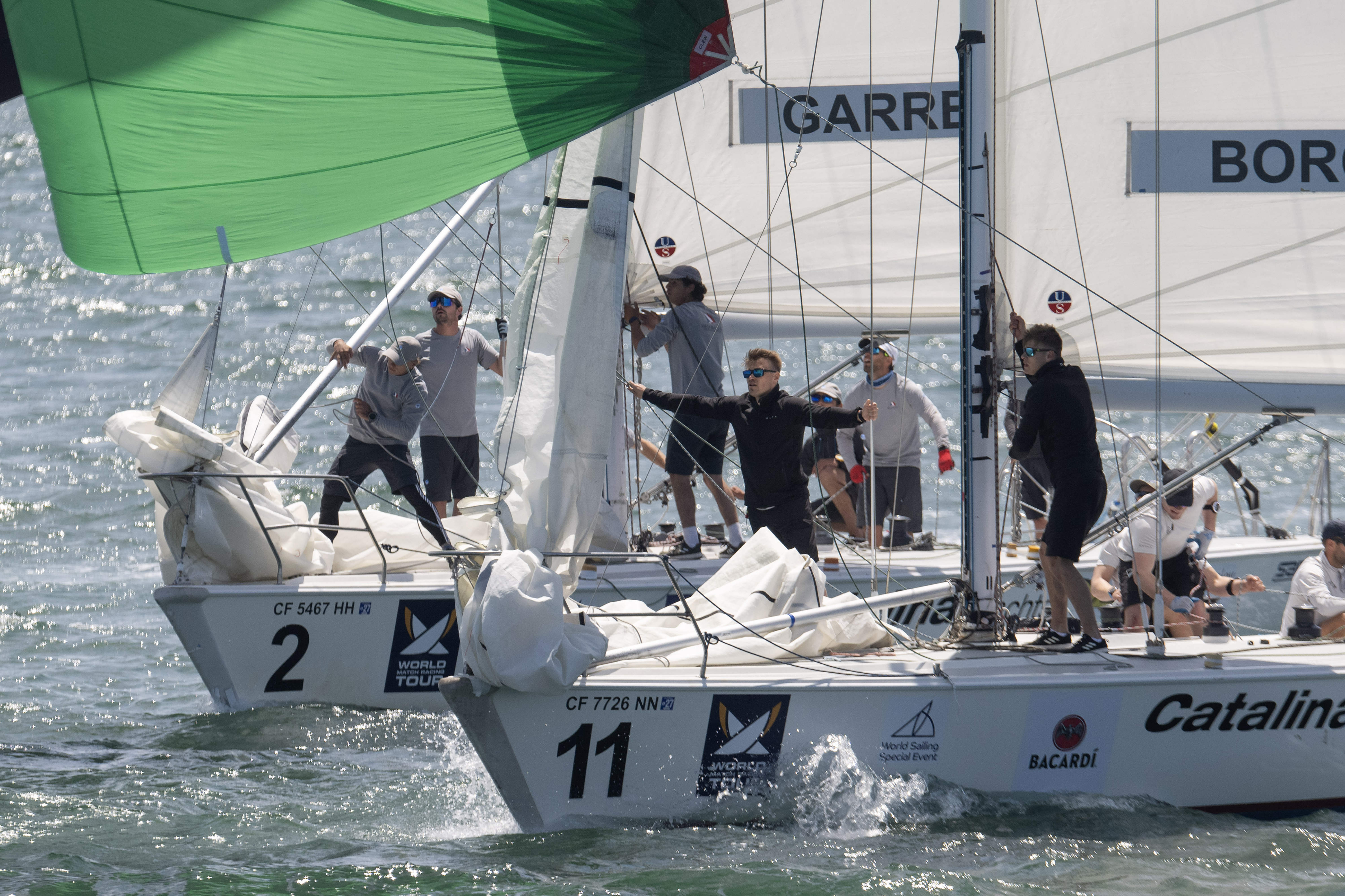 From right, Denmarkâs Jeppe Borch and Franceâs Ian Garreta are...