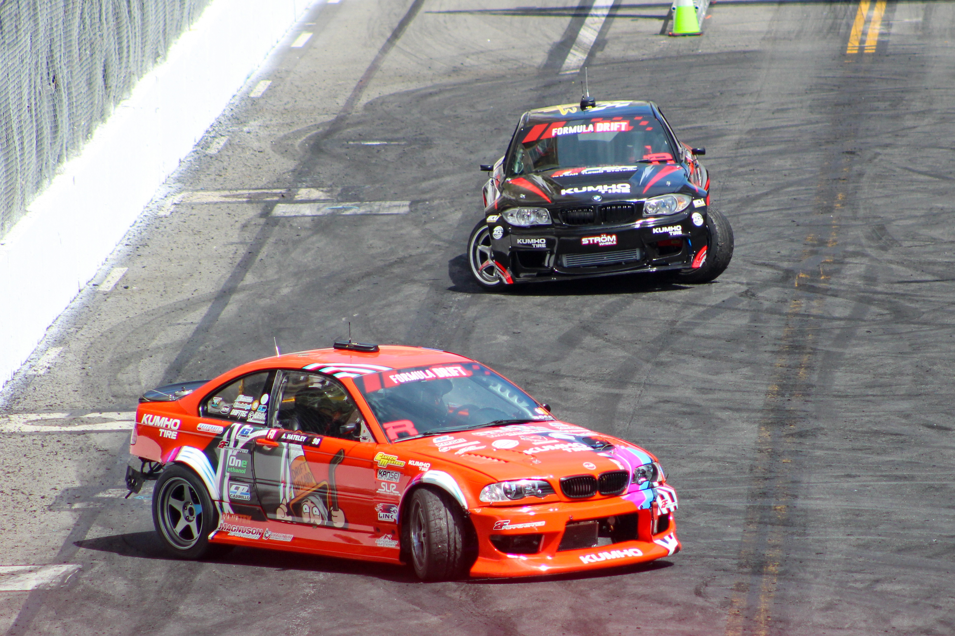 Formula DRIFT drivers show off their skills during the warm-up...