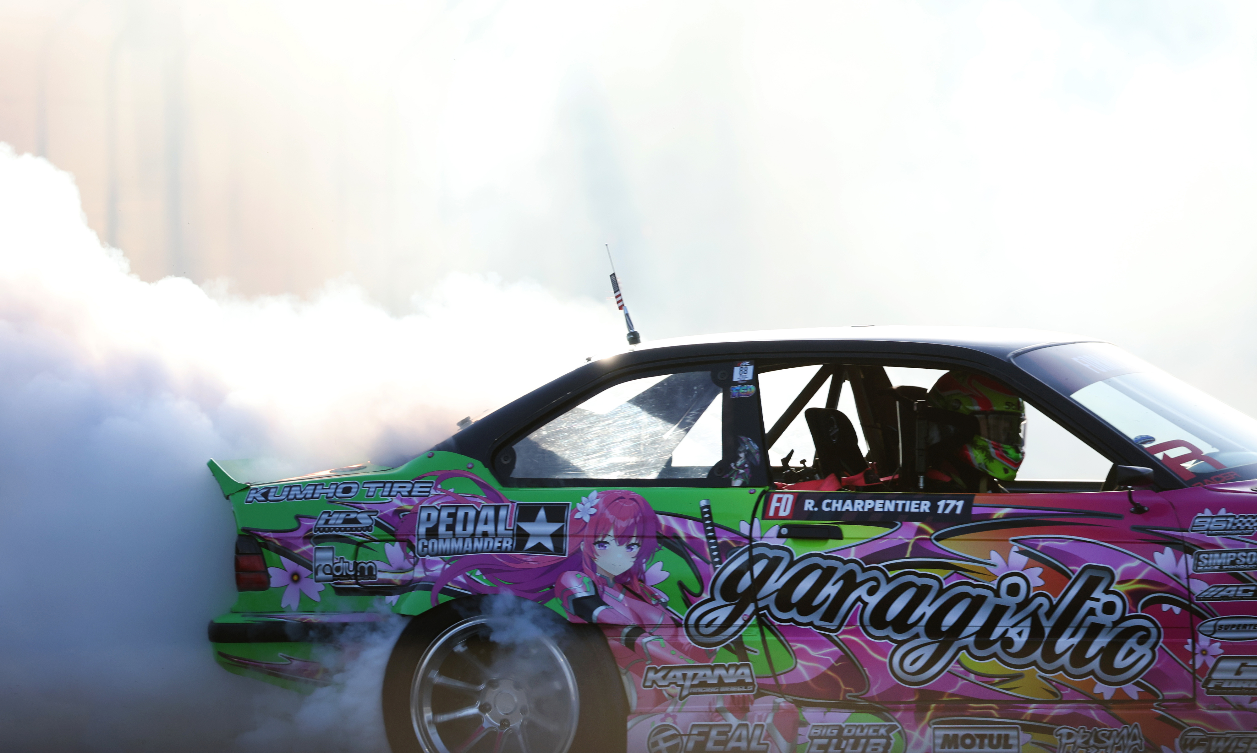 Formula D Super Drift driver Rome Charpentier slides around the...