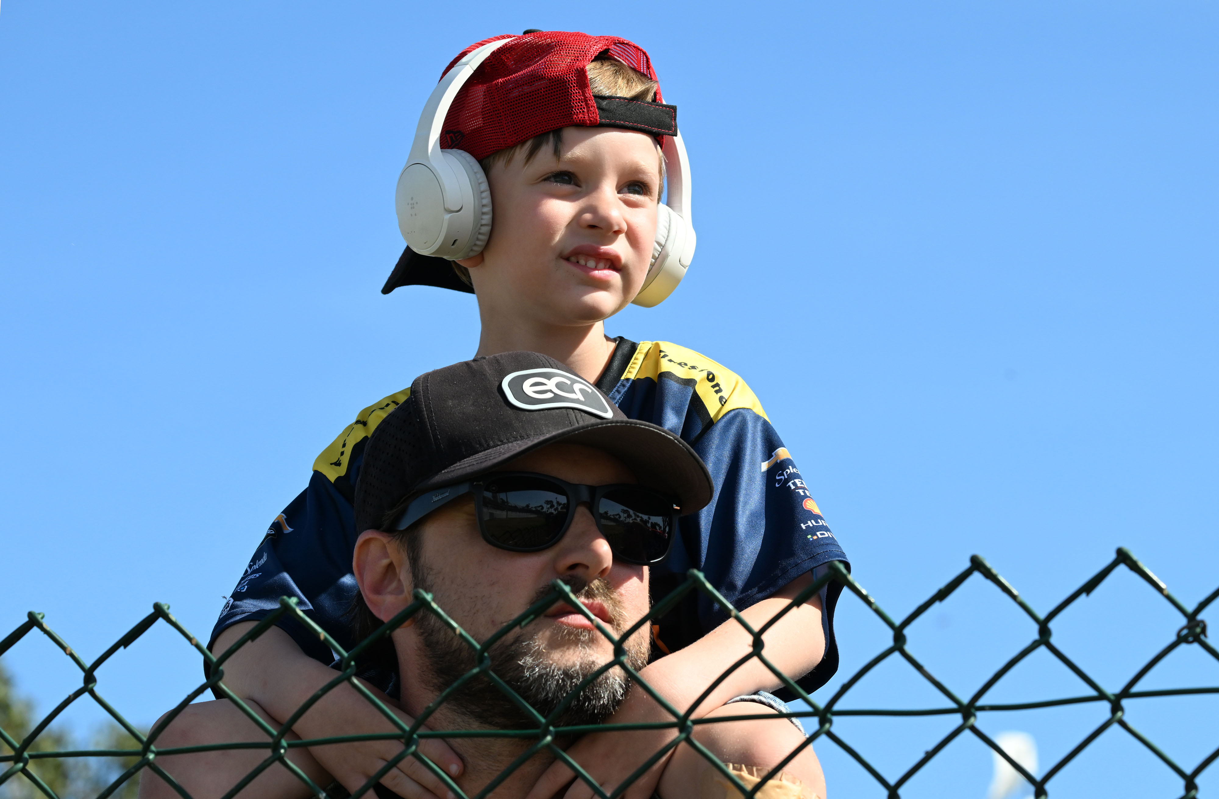 Landon Elms (5) and his father Logan from Bakersfield, enjoy...