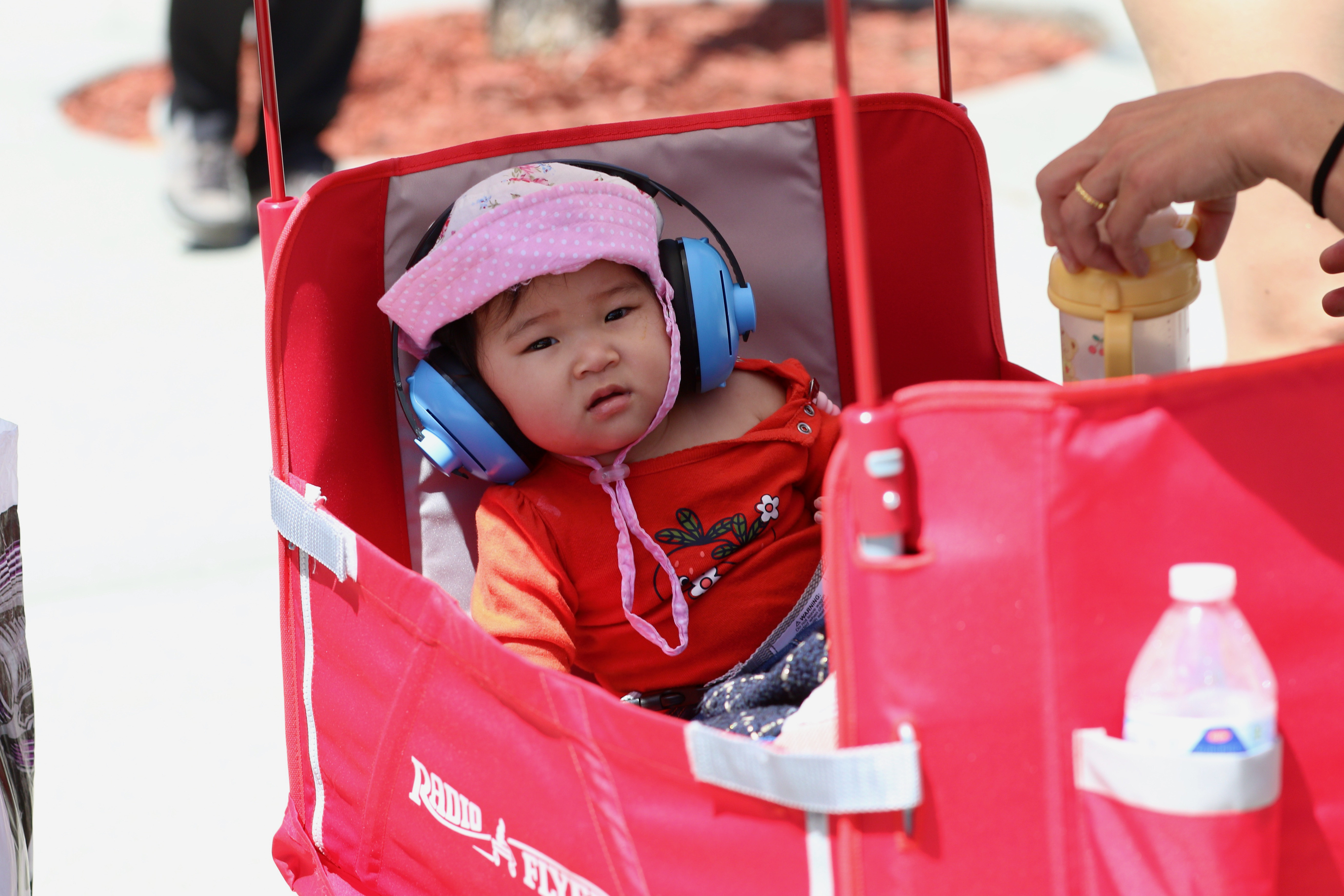 9-month-old Mona Yamada arrives for her first Grand Prix of...