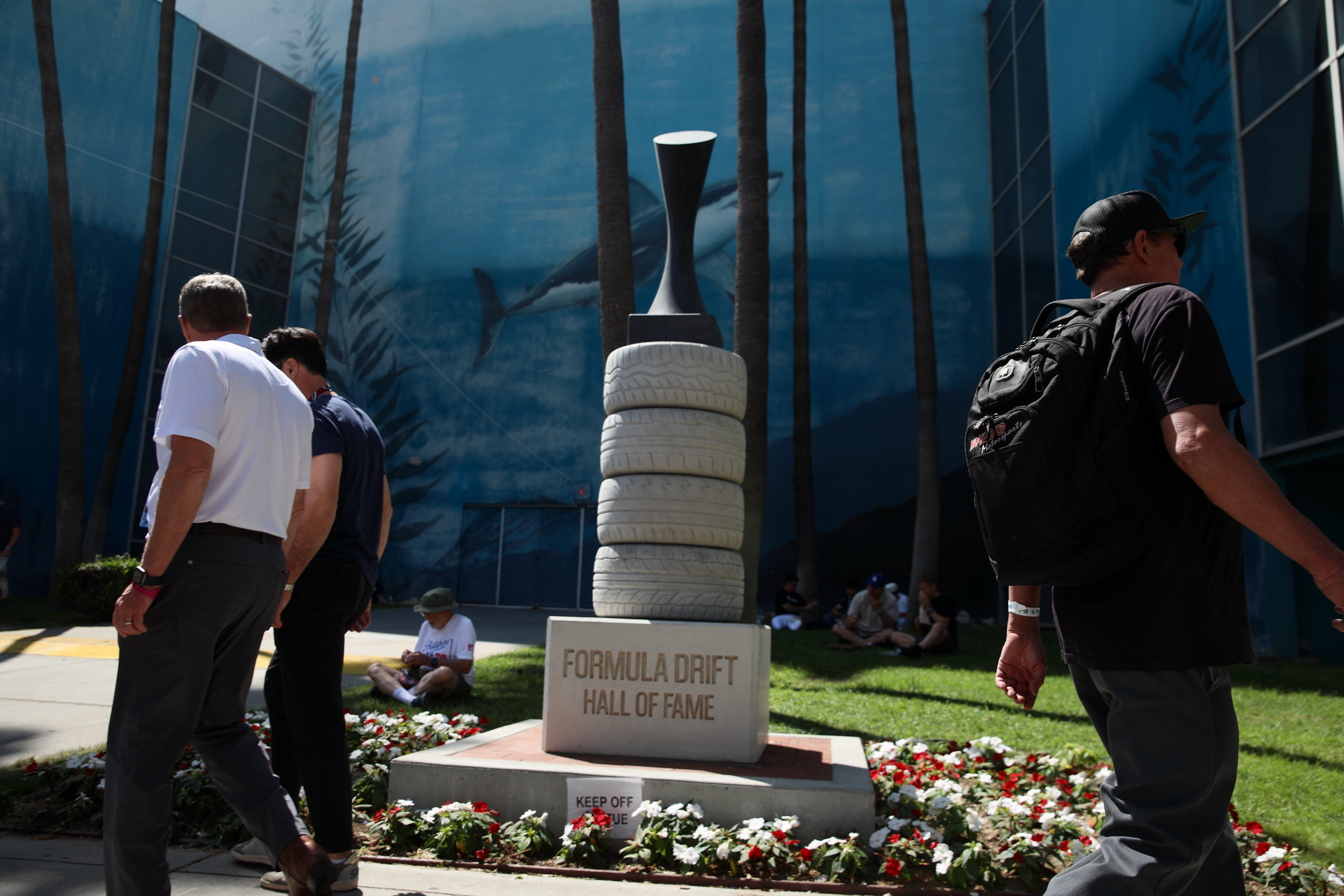 Attendees walk past the recently-installed Formula DRIFT Hall of Fame...