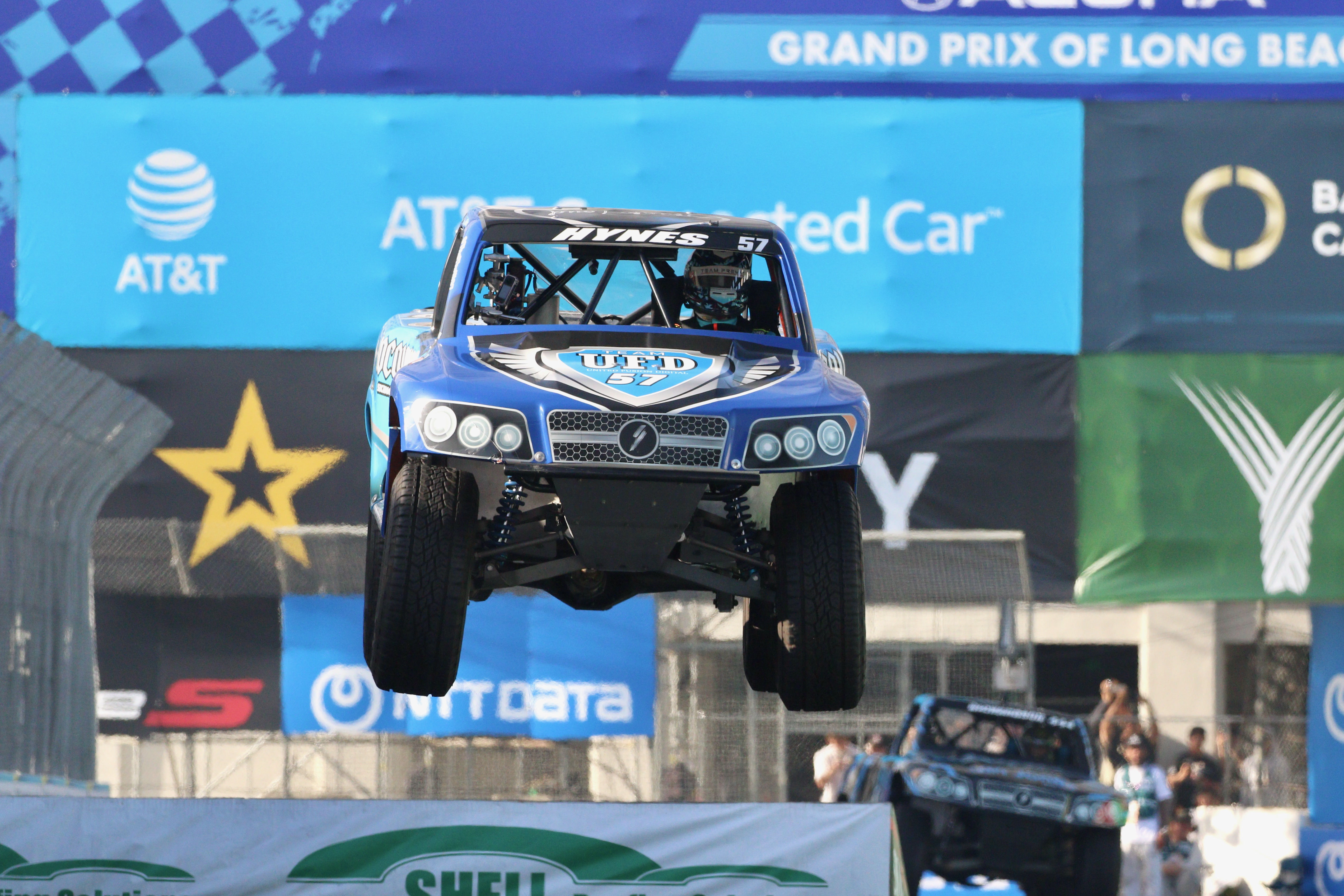 Bill Hynes jumps a ramp in the first or two...