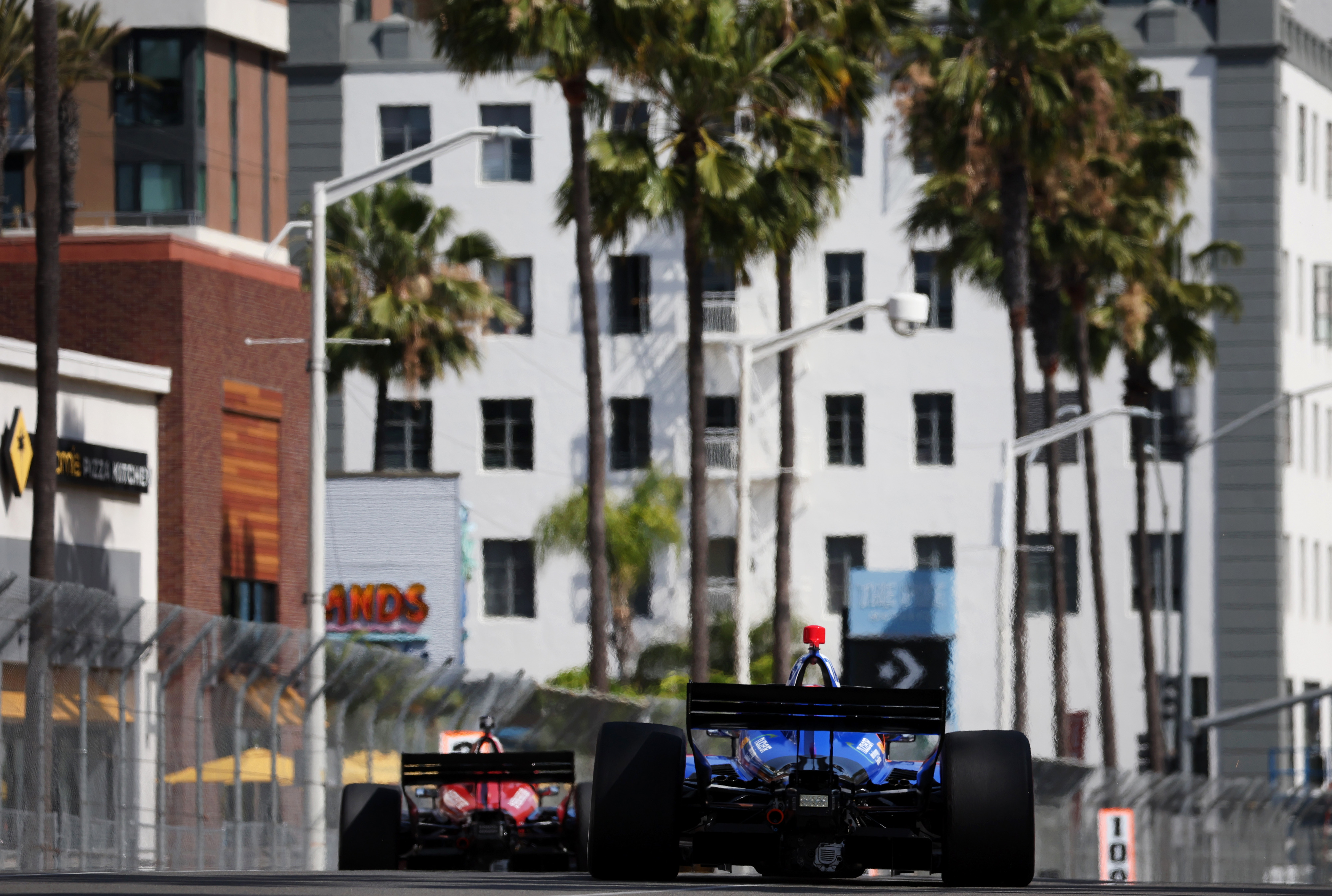 Indycar drivers take to the track for a warm up...