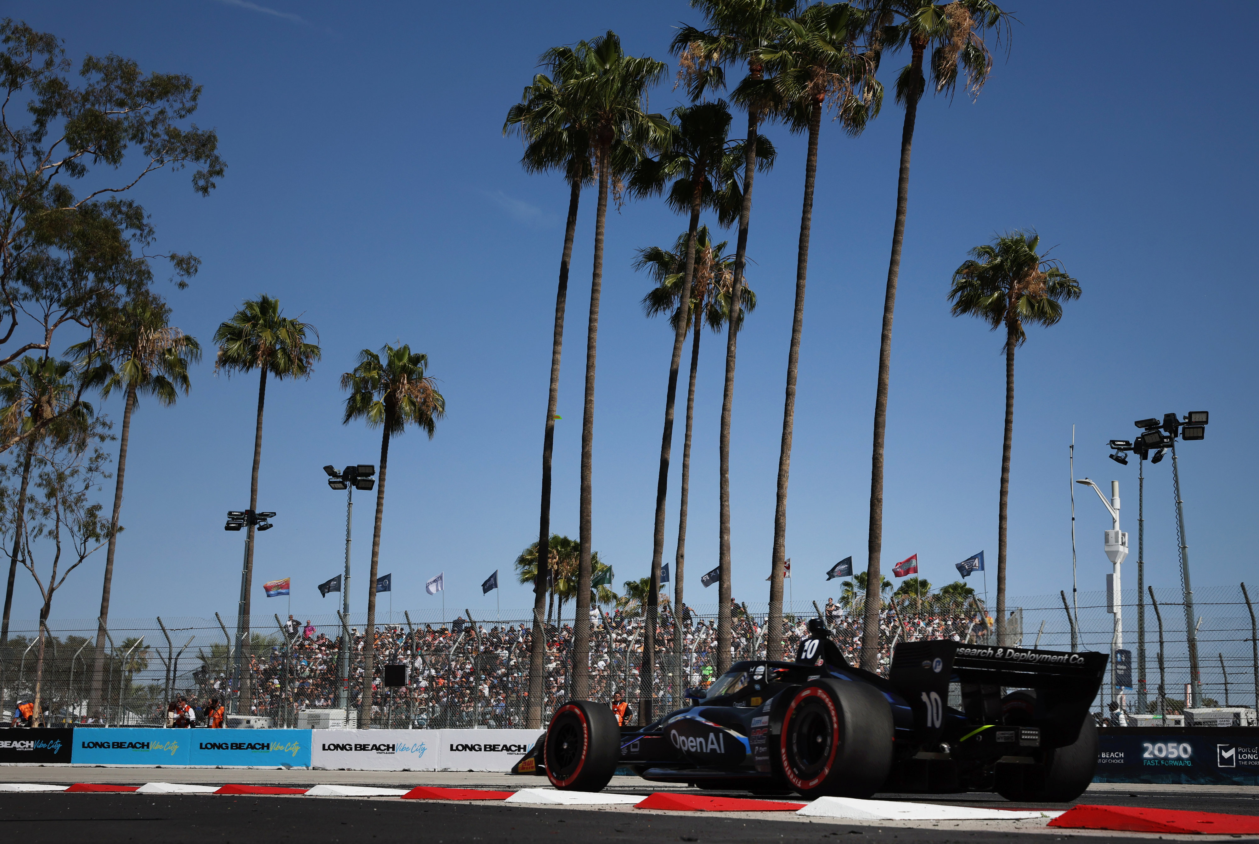 Indycar driver Alex Palou heads towards turn 11 during the...