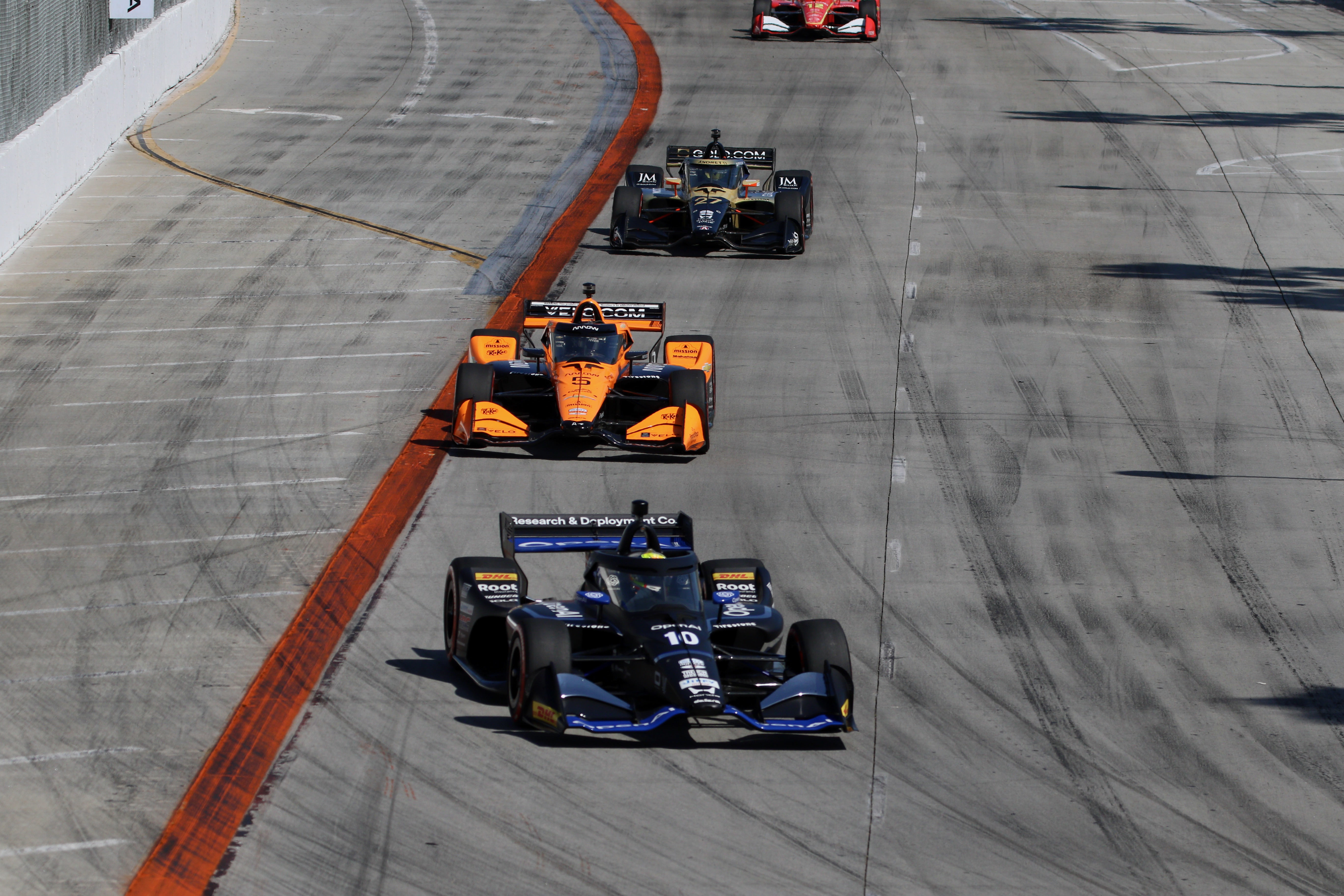 IndyCars come are off and running down Shoreline Drive at...