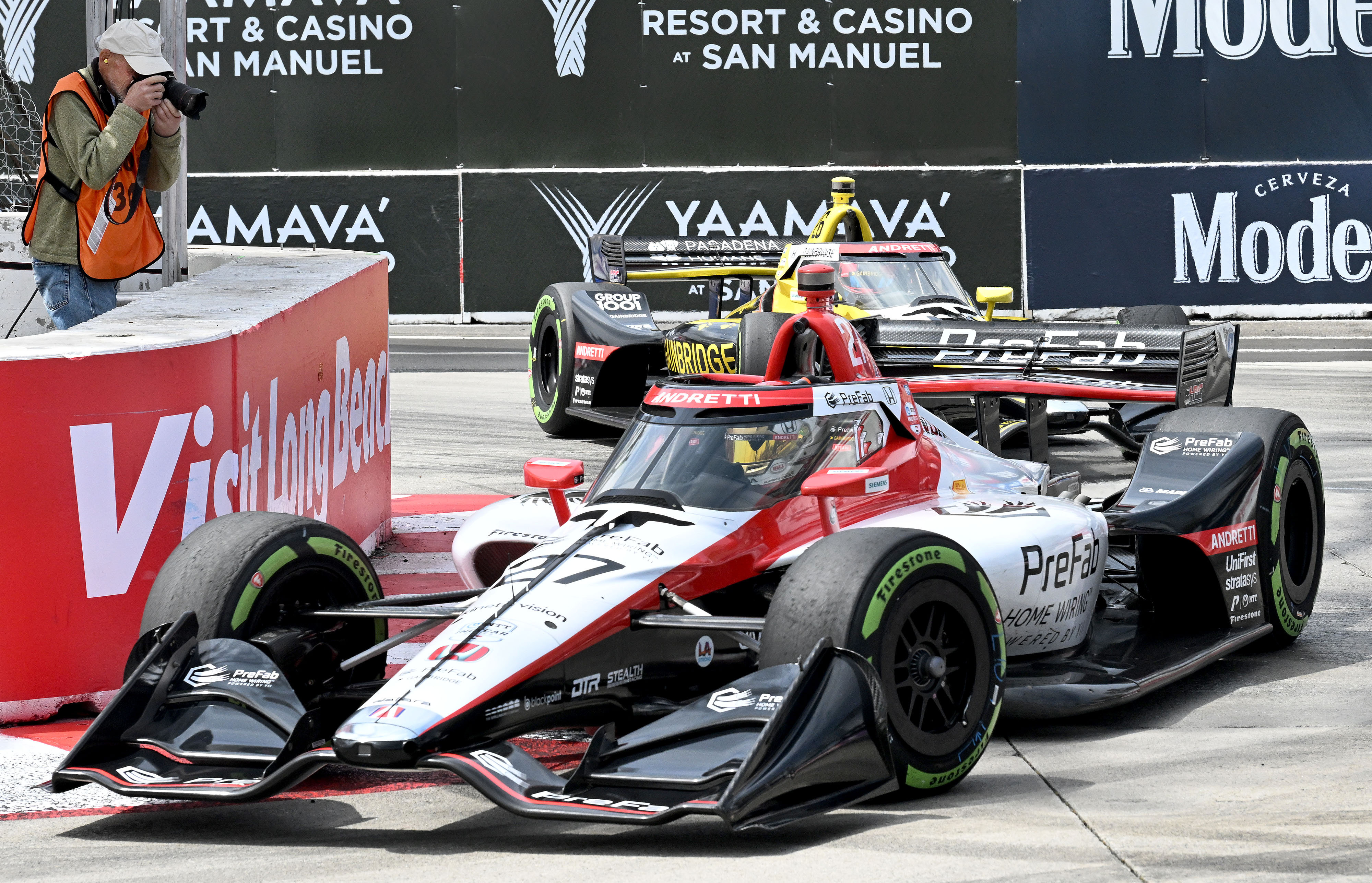 IndyCar winner, Kyle Kirkwood at turn 11 during the early...