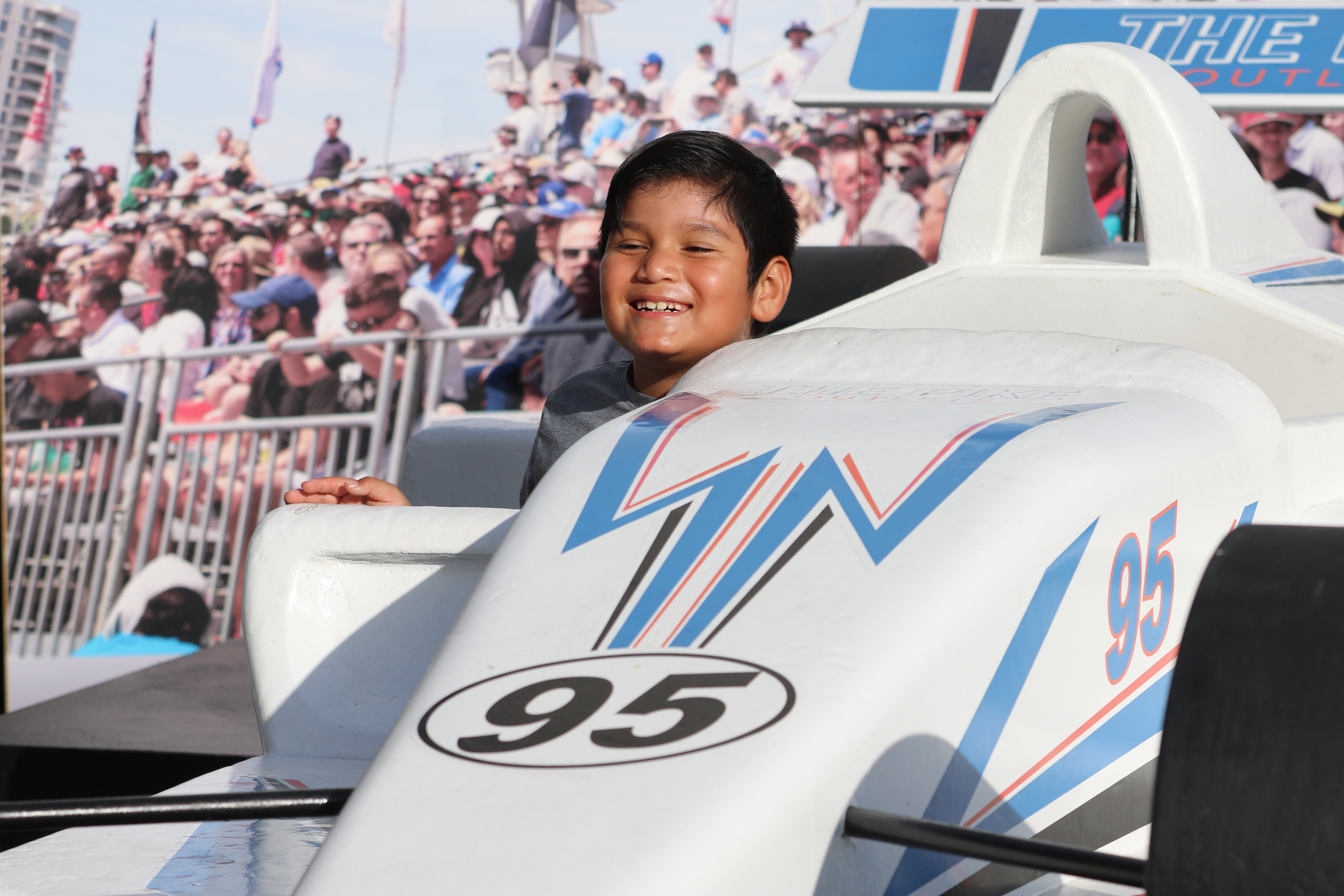 A young fan finds his happy place inside a replica...