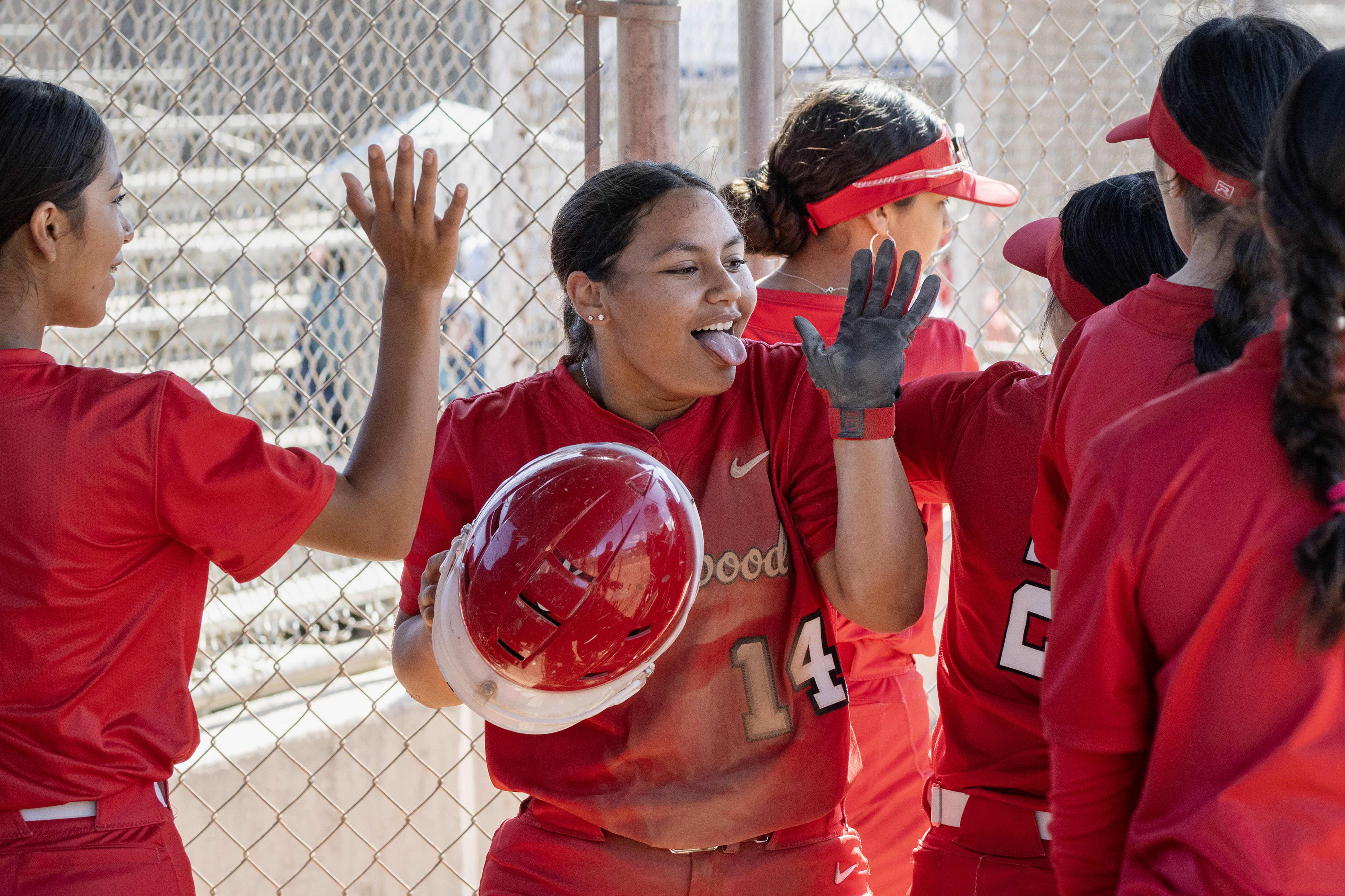 Lakewoodâs Jaszee Childress, center, celebrates after scoring against Wilson during...