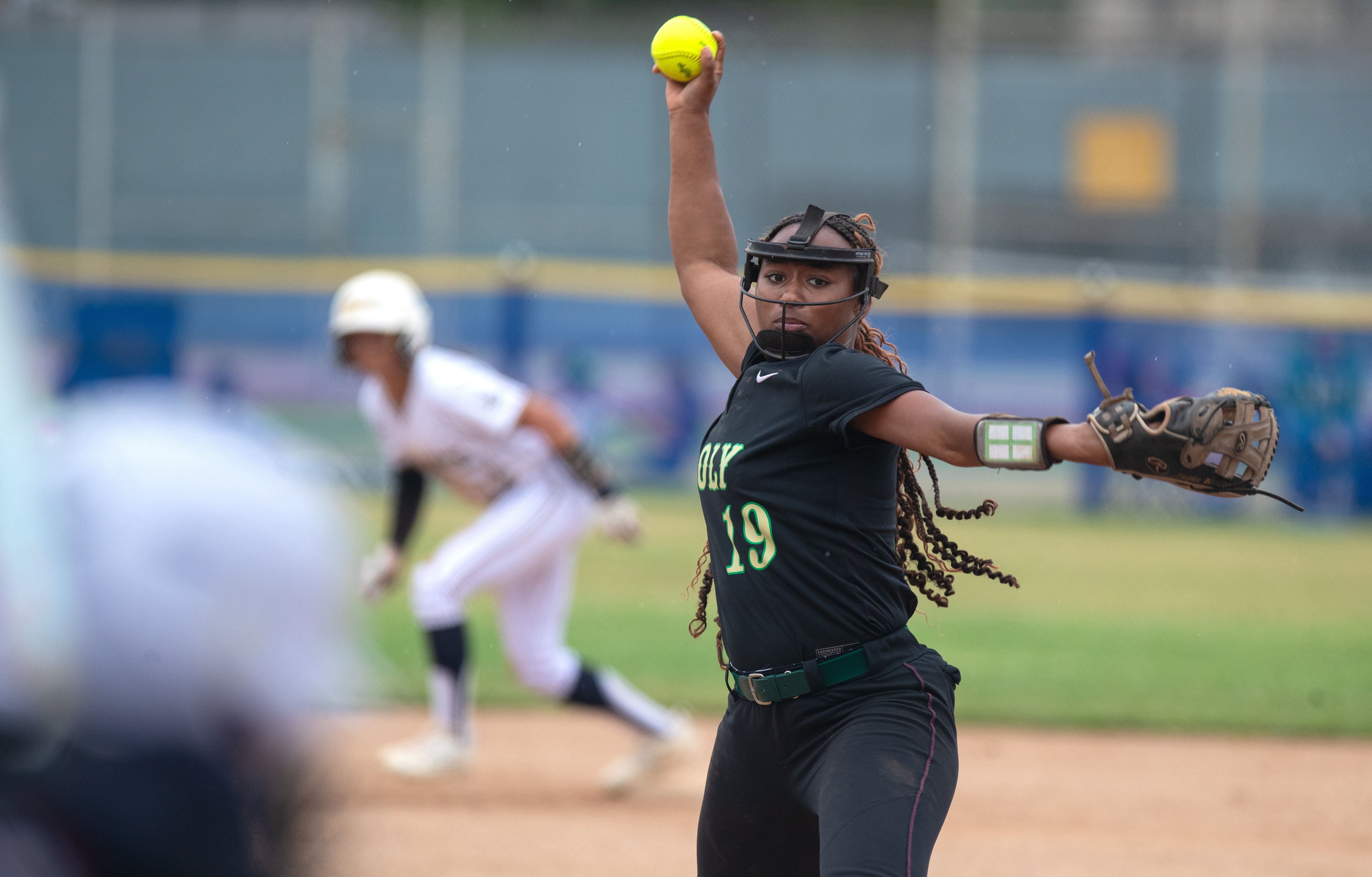 Long Beach Polyâs Tegan Breaux pitches against Millikan during a...