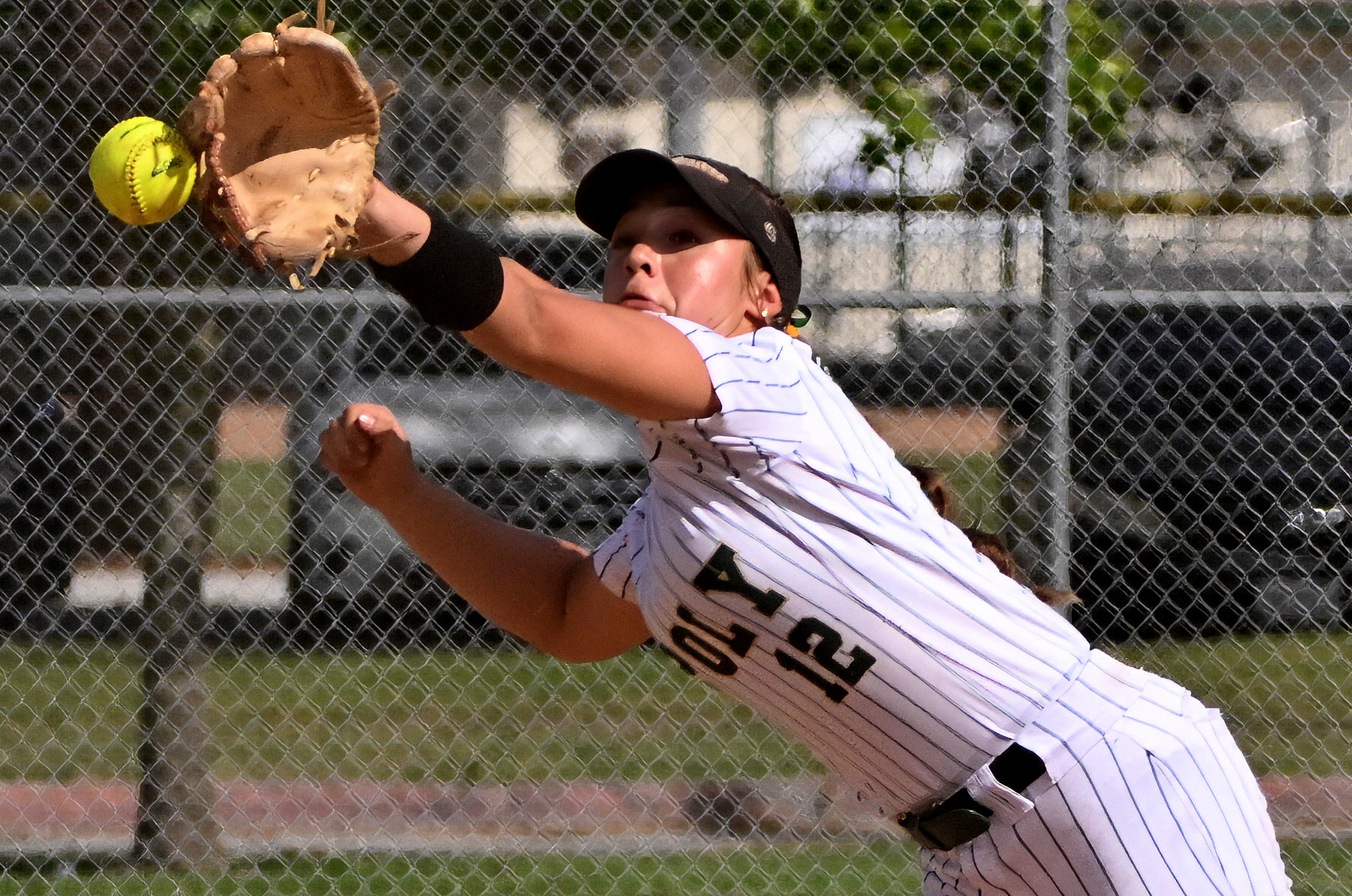 Shortstop Bailey Holder #12 of the Long Beach Poly Jackrabbits...