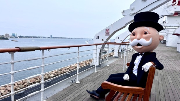 The "Monopoly: Long Beach Edition," board featuring squares based on locations that define the city and its culture and features the Queen Mary on its cover. (Photo courtesy of the Queen Mary)