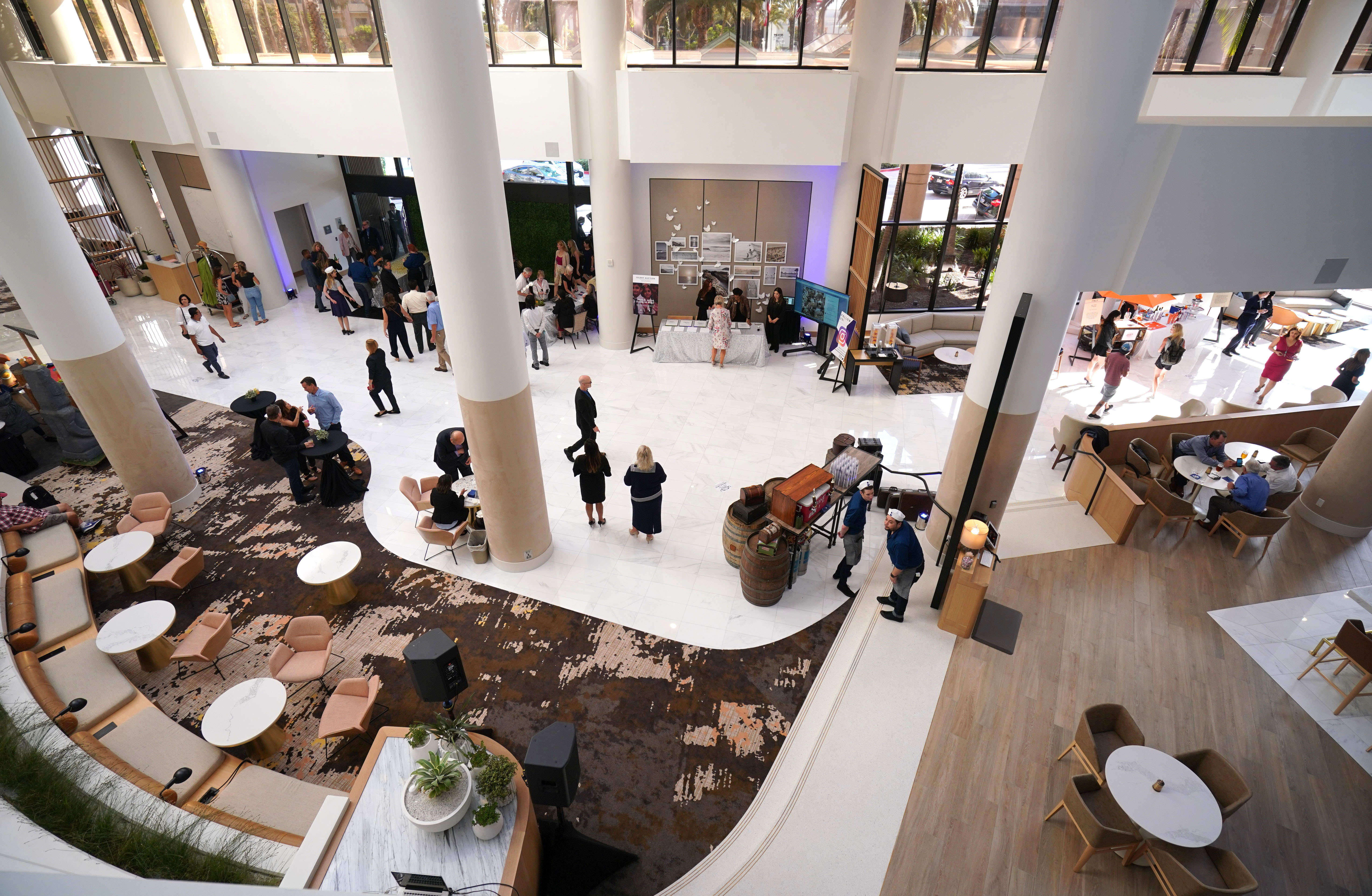 Guests mingle in the newly renovated lobby of the Westin...