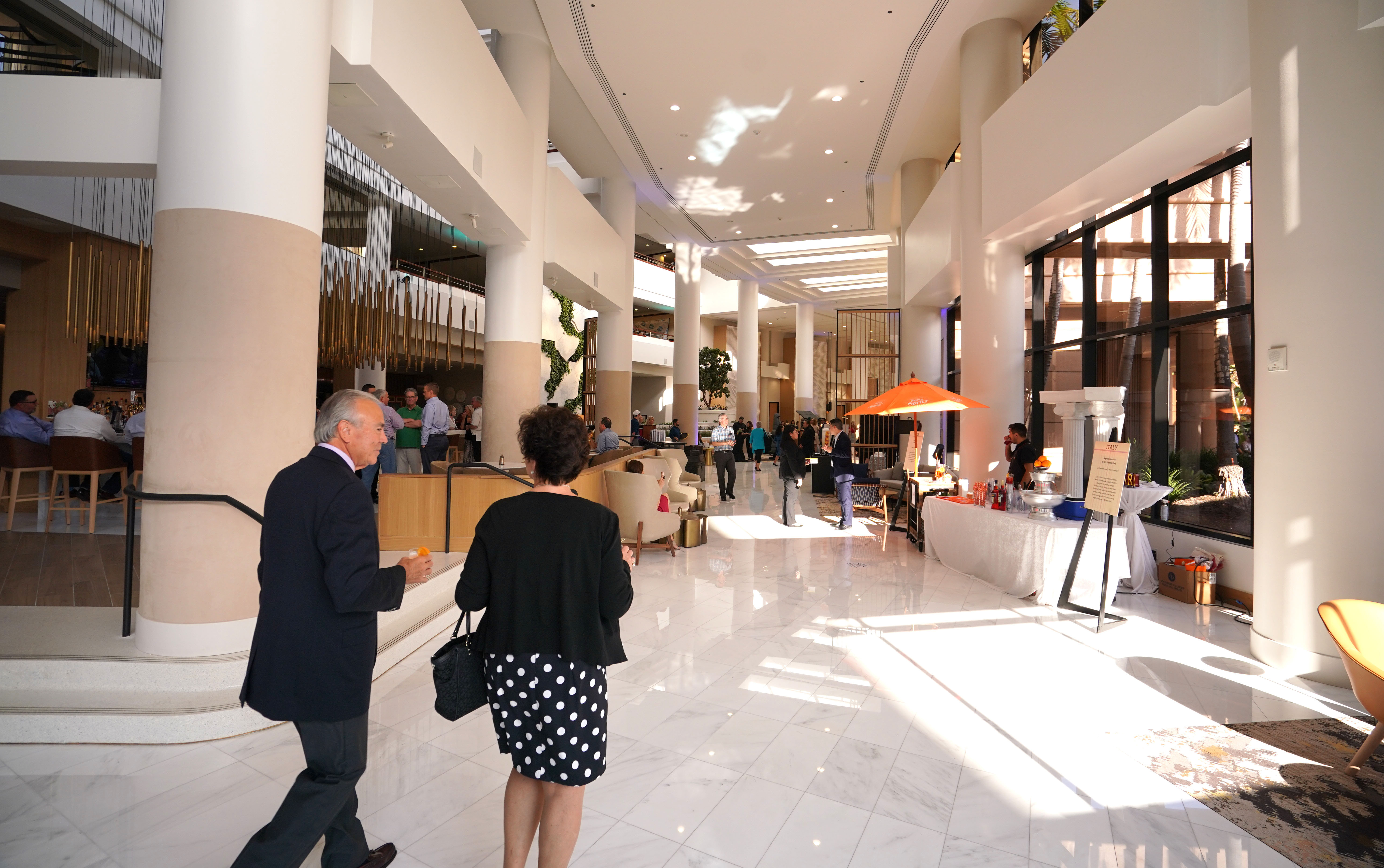 Guests mingle in the newly renovated lobby of the Westin...