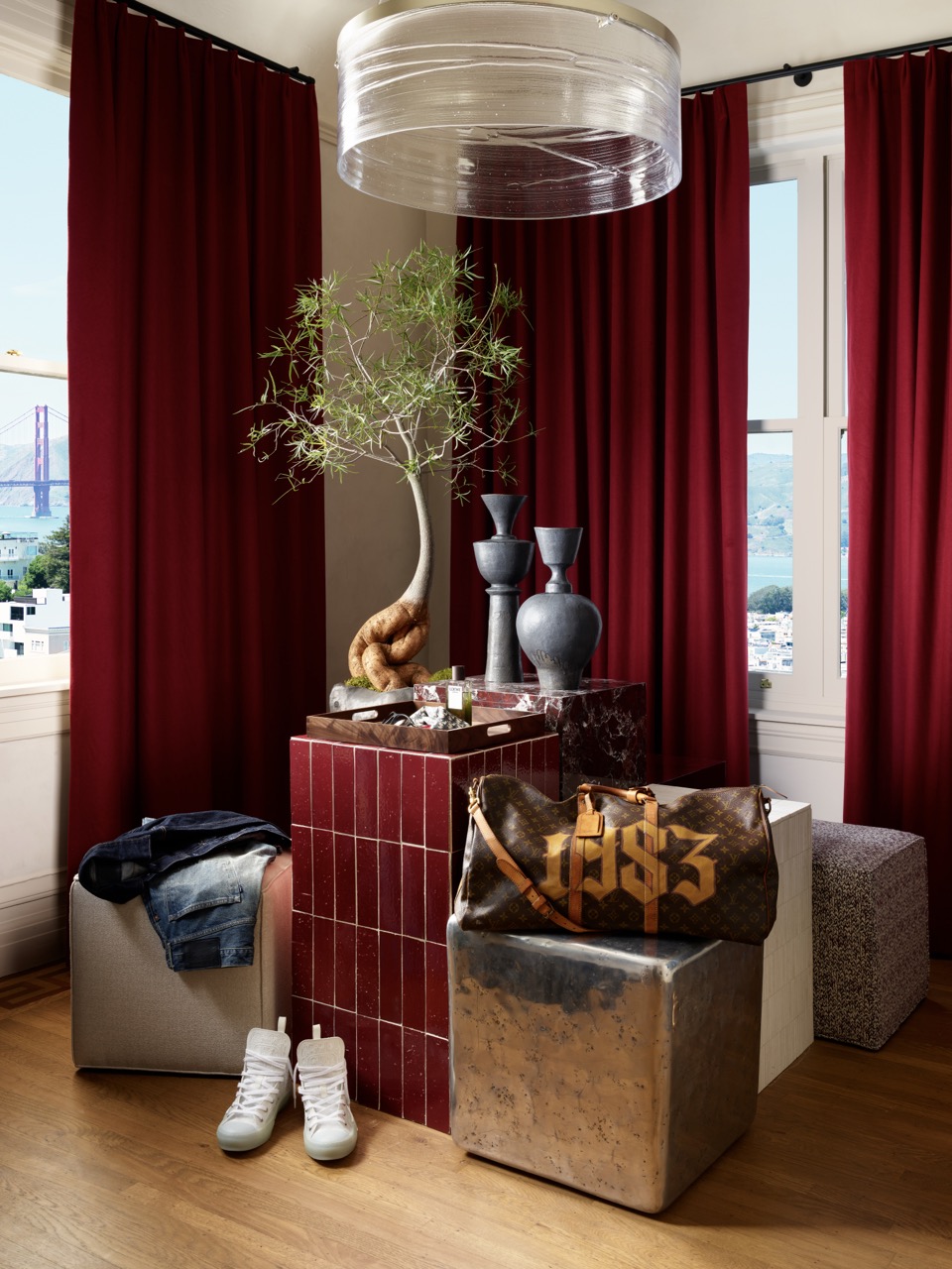 Dressing room by Castellanos Interiors featuring handmade tiles from Sonoma County-based McInyre Tile. (Jose Manuel Alondra)