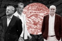 Netflix co-CEOs Ted Sarandos and Greg Peters and Hackman Capital Partners' Michael Hackman with the Radford Studio Center