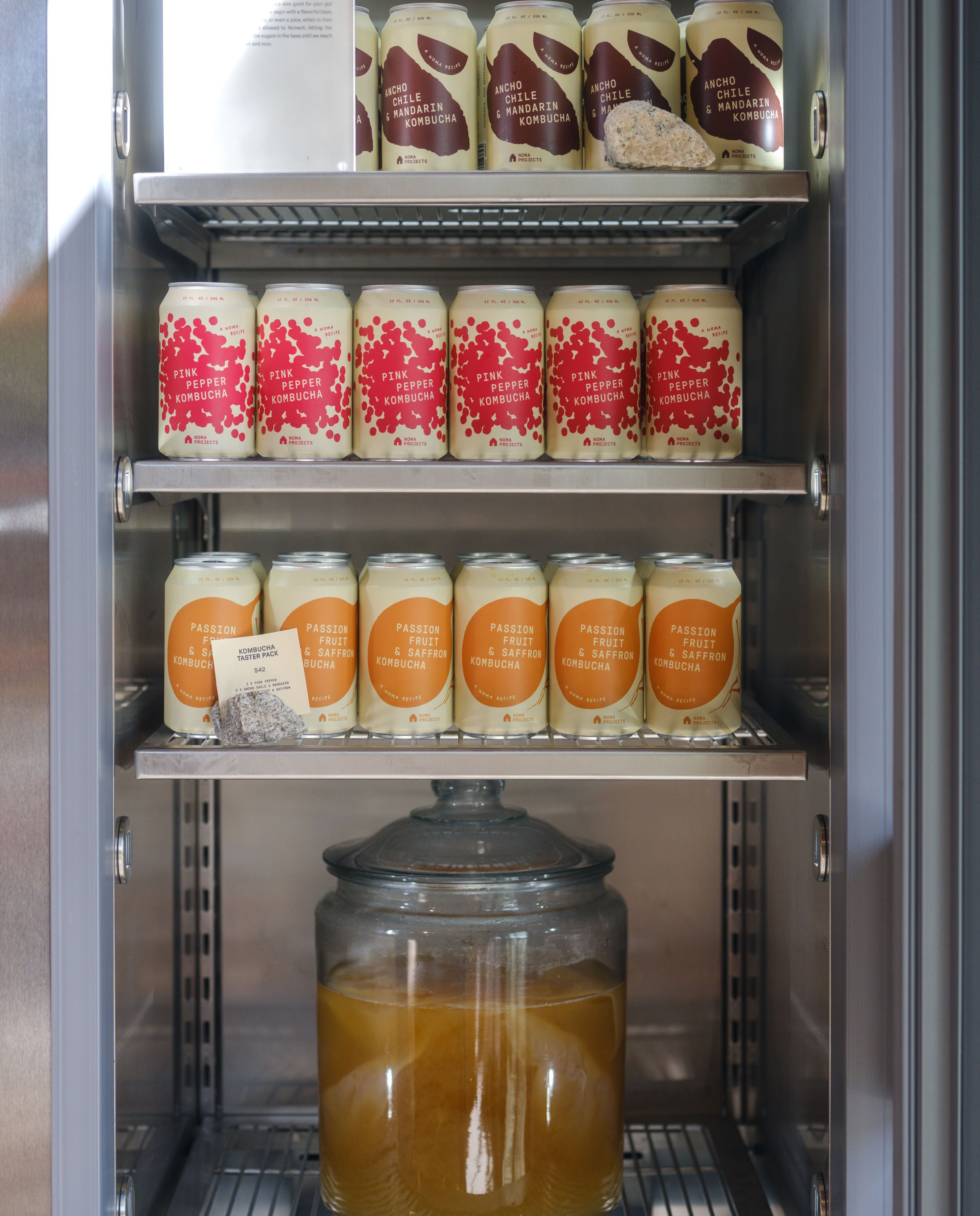 Kombucha in a fridge at Noma Projects.