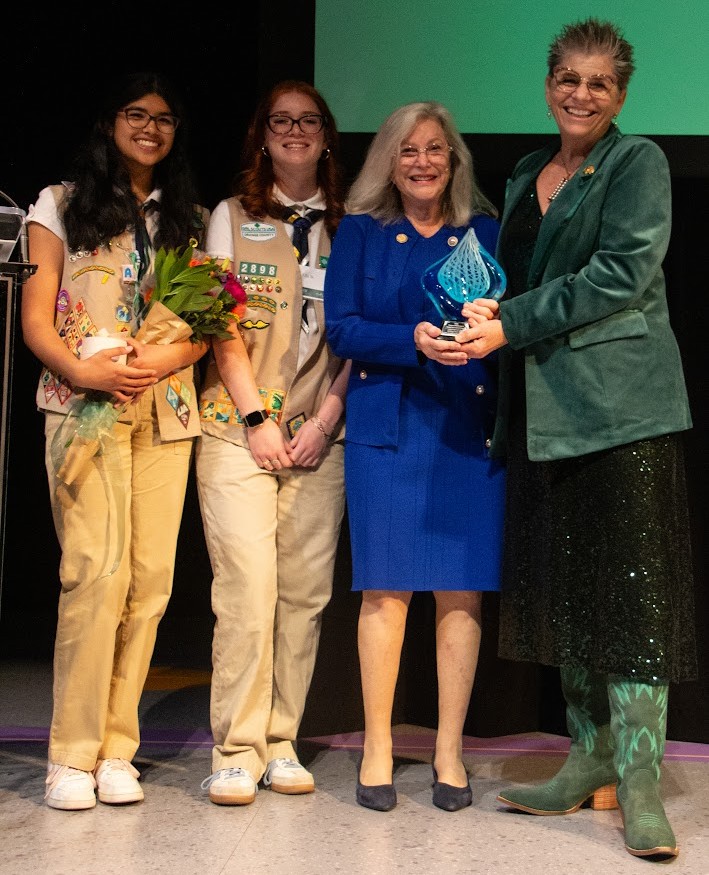 From left are Aarna M. and Ella W., Girl Scout...