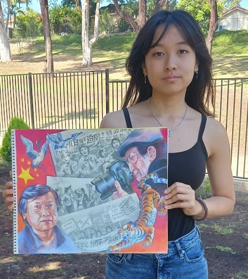 Hannah Yee from Esperanza High School in Anaheim holds her...