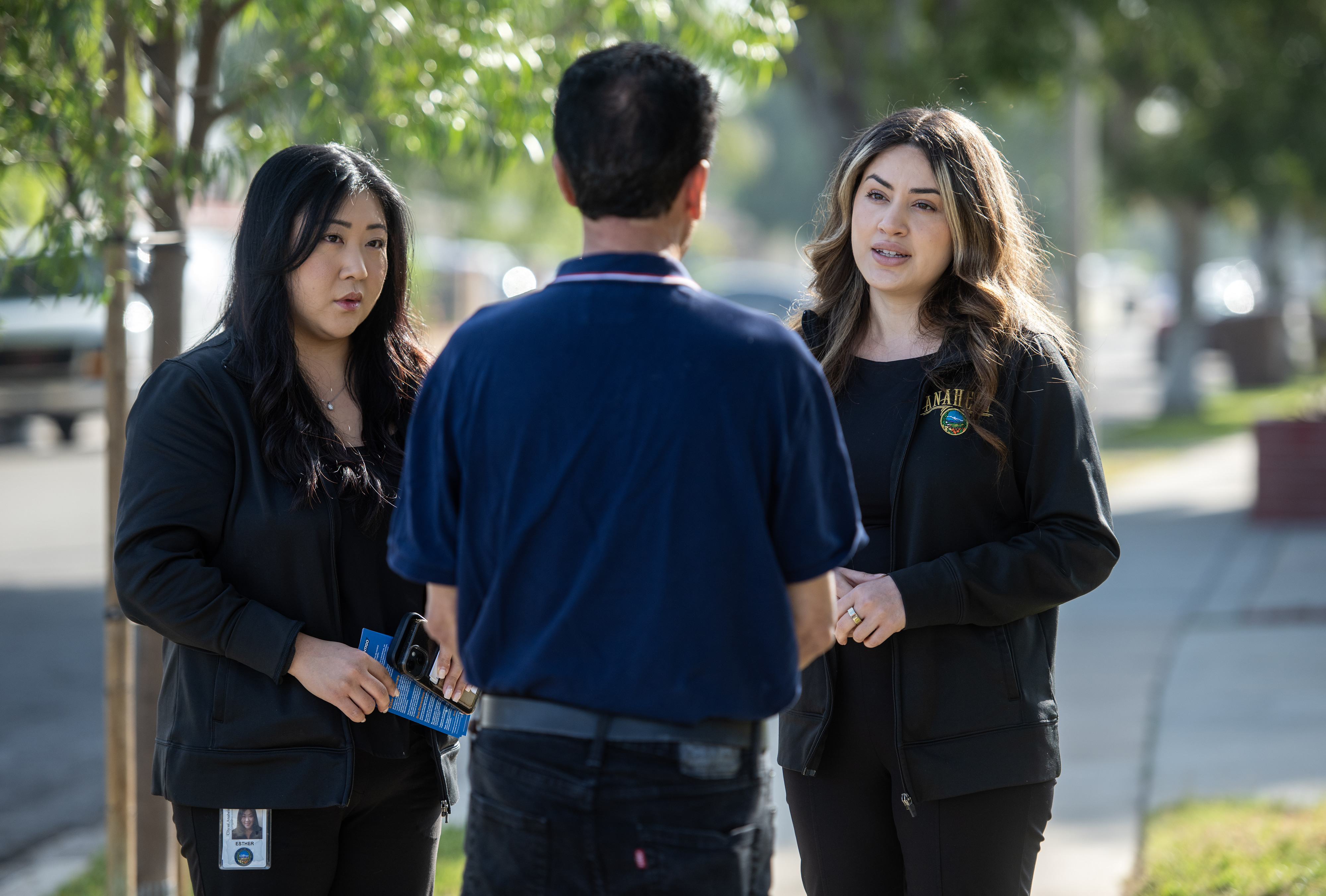 City of Anaheim Communications Specialists Esther Kwon, left, and Natalie...