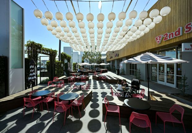 Outside eating area at Rodeo 39 Public Market food hall in Stanton, CA, on Wednesday, Feb. 26, 2025. (Photo by Jeff Gritchen, Orange County Register/SCNG)