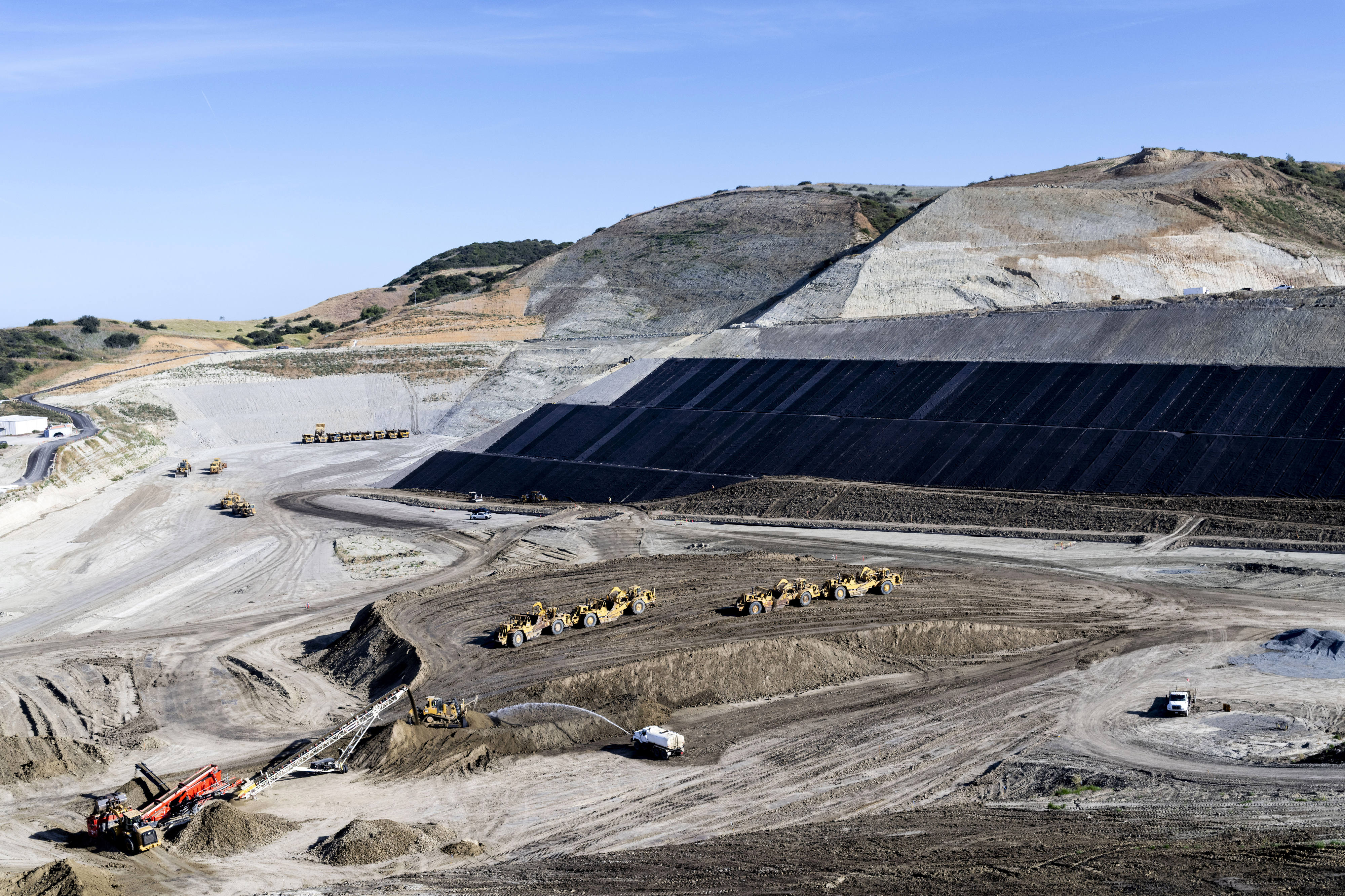 Grading and liner installation is underway in a new area,...