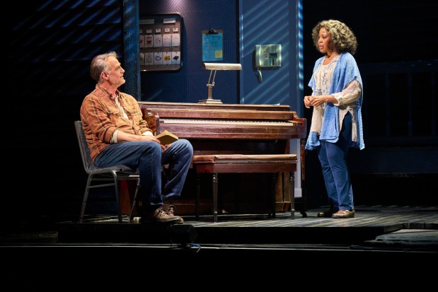 Beau Gravitte as Older Noah and Sharon Catherine Brown as Older Allie in a scene from "The Notebook," playing through Sunday at the San Diego Civic Theatre. (Roger Mastroianni)