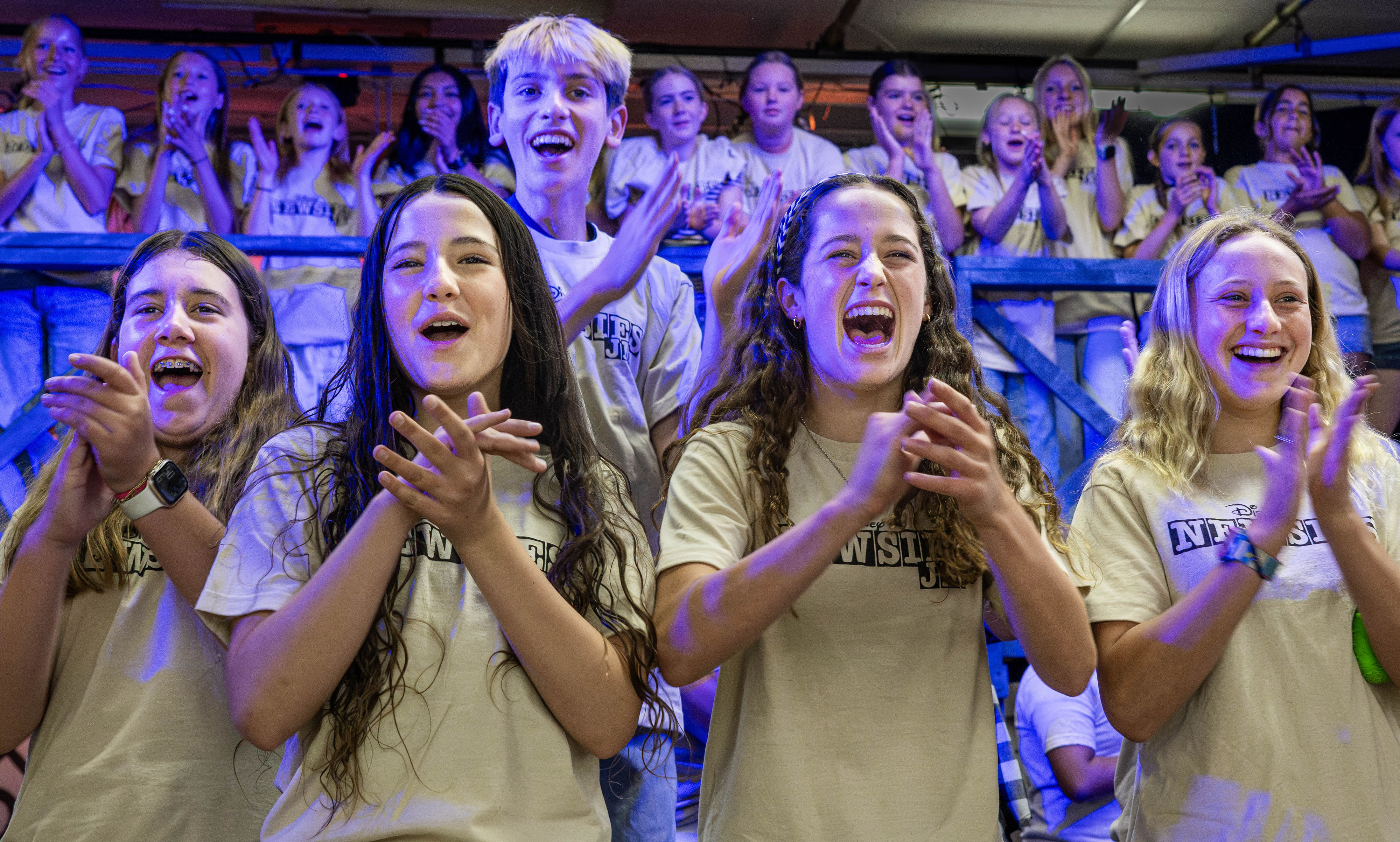 Marco Forster Middle School students react to the announcement that...