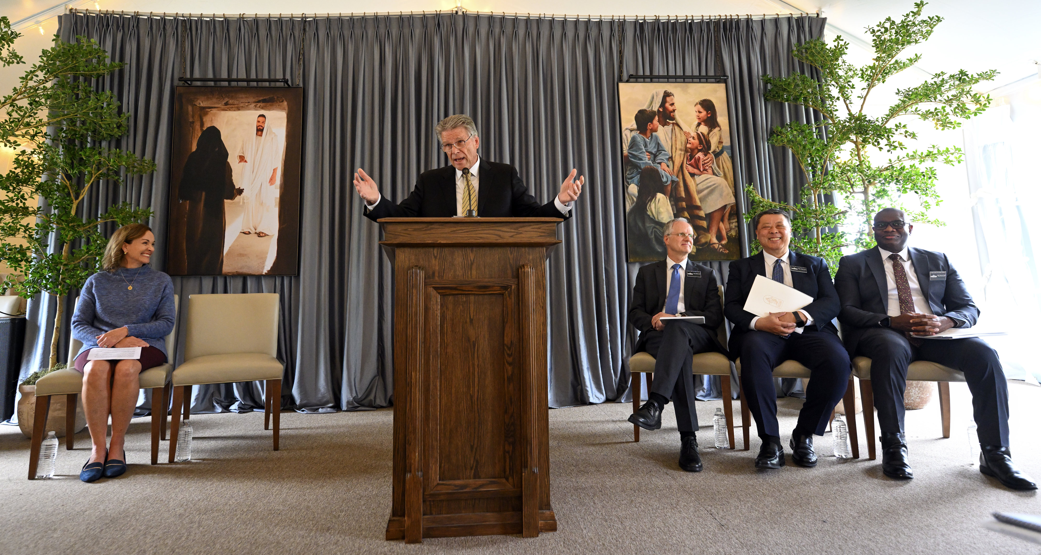 Chuck Henry leads a briefing before the open house for...