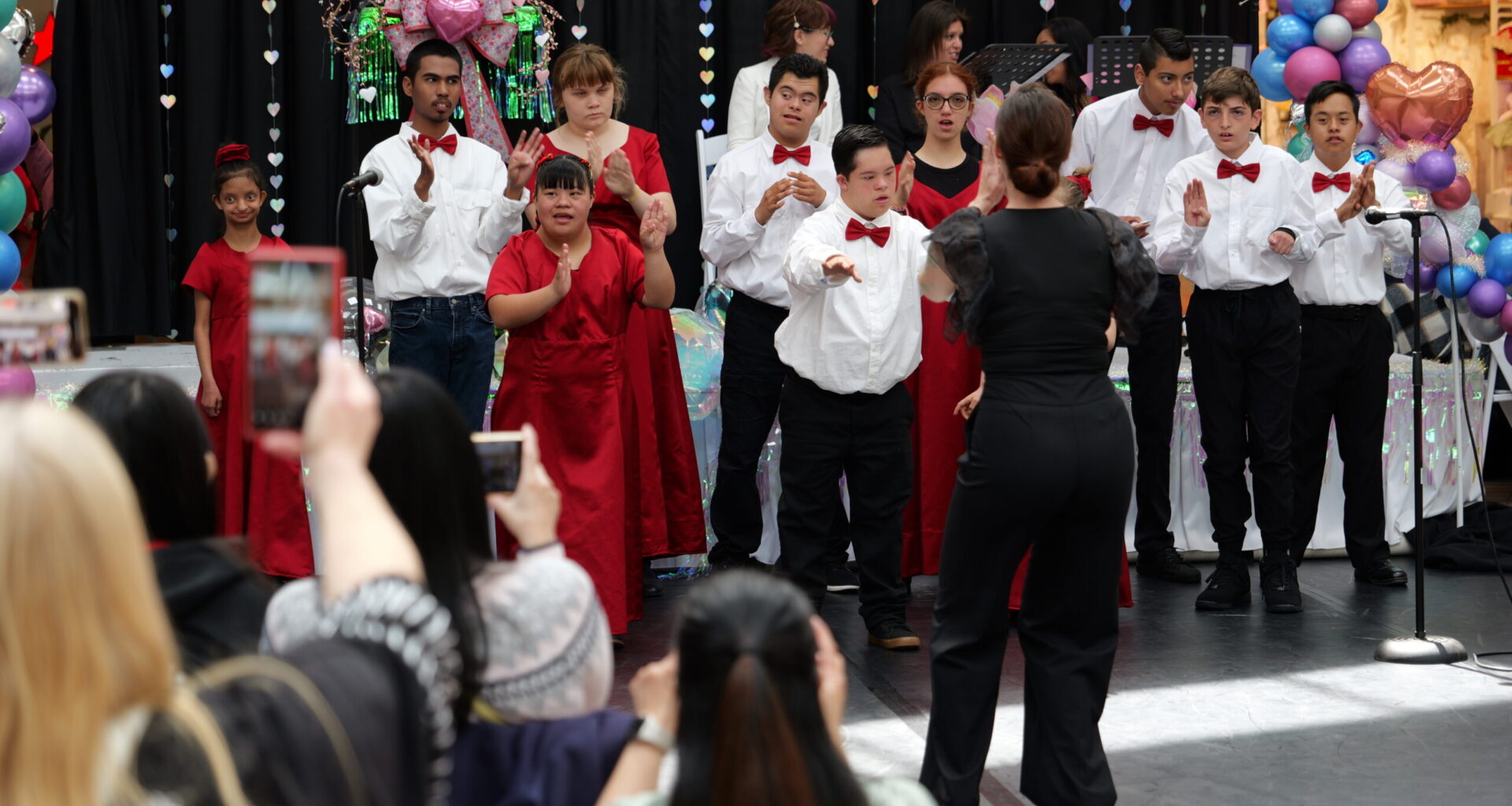 Student performers take the stage during the 2025 Orange County Arts and Disability Festival at MainPlace Mall in Santa Ana, themed “Art from the Heart.”