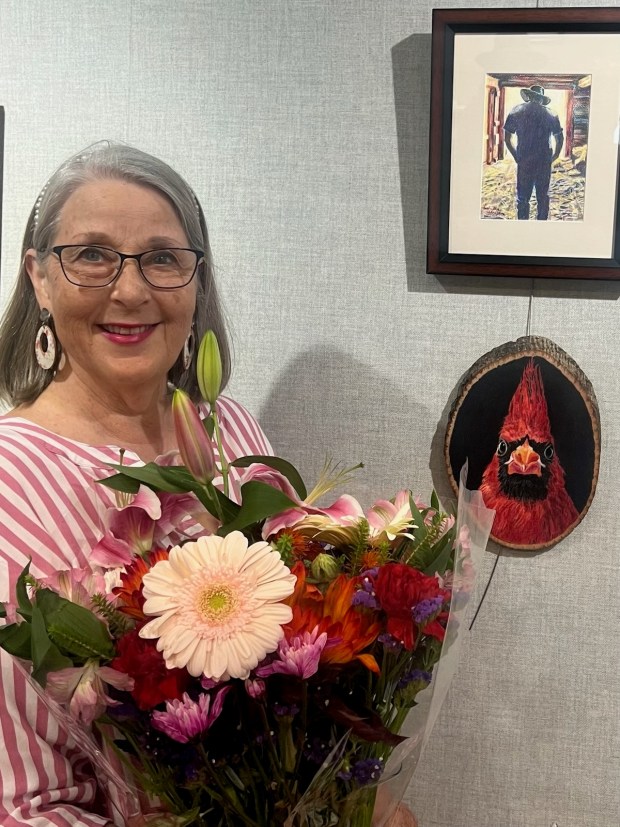 Loritta "Rita" Slayton won second place in last year's Colored Pencil Society of America San Diego District Chapter 202 yearly show with her piece "Man of Legion" that is displayed at top. (Courtesy of Judy Jacobs)