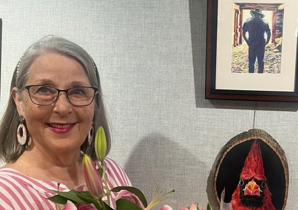 Colored pencil artwork on exhibit at the Pacific Beach Library