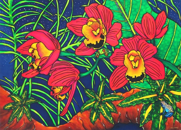 Ursula Schroter created this piece titled, "Jungle Beauties II." (Courtesy San Diego Silk Guild)