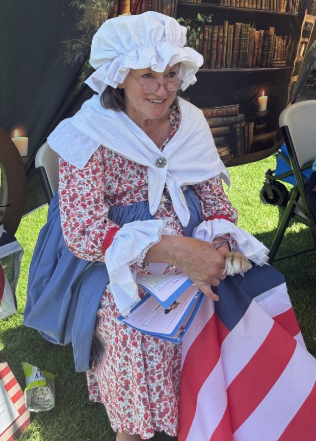 Diana Newland with the Poway Historical and Memorial Society dressed as Betsy Ross at the Old Fashioned Fourth of July event. (Courtesy city of Poway)