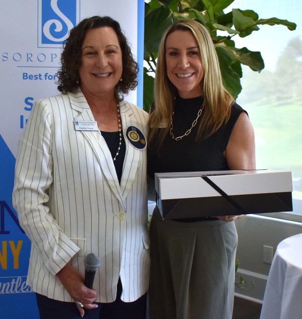 North San Diego Soroptimist International President Debby Hopp and Soroptimist of the Year Jen Bergo. (Elizabeth Marie Himchak)