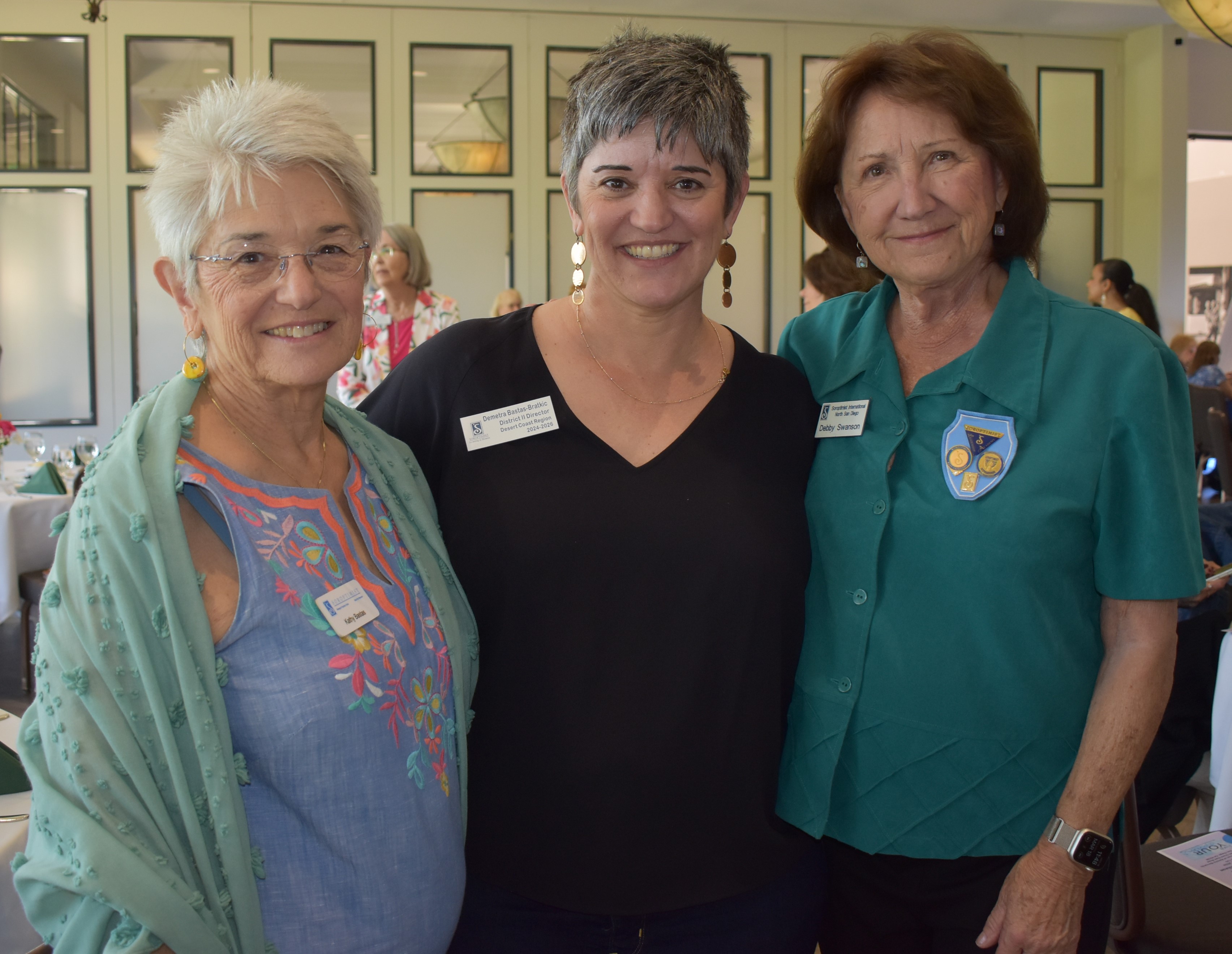 Kathy Bastas, Soroptimists District 2 Director Demetra Bastas-Bratkic and Debby...