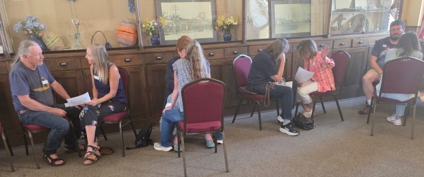 The first official workshop of the Ramona Braver Angels Alliance engaged 40 participants in sharing information about their own backgrounds with a partner. (Julie Gallant)