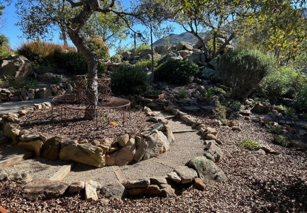 Walking pathways are incorporated into some of the gardens presented in the Spring Garden Tour. (Courtesy Ramona Garden Club)