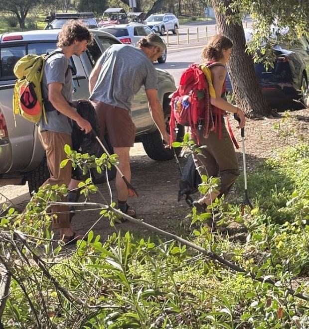 Rock climbers pick up water bottles and other trash at least once a year at Mount Woodson. (Margarita Bellah)