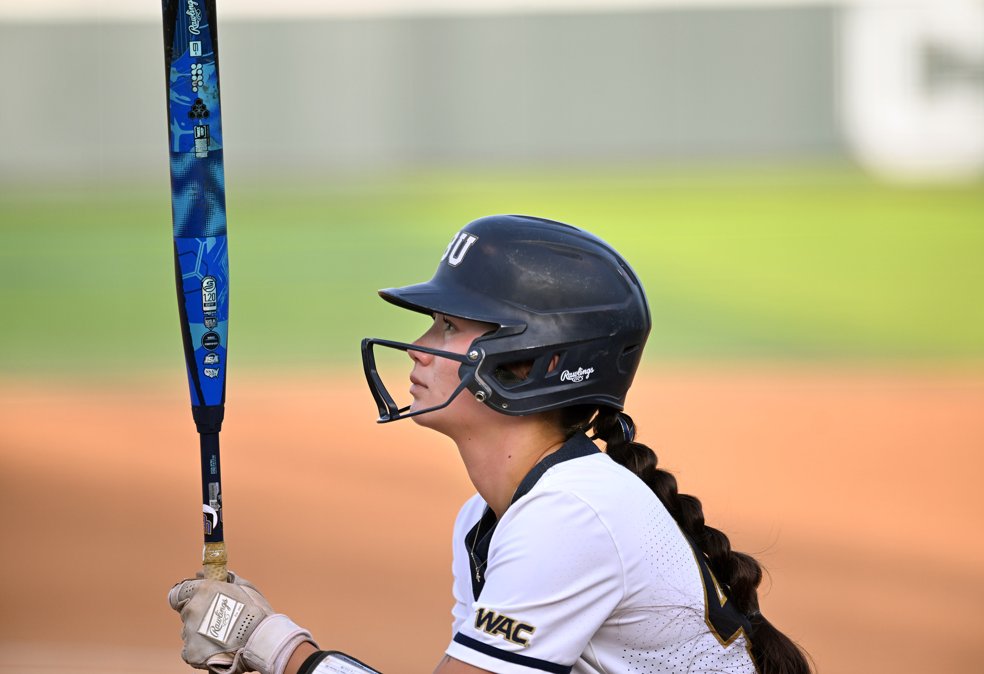 California Baptist University’s Kenzie Farrier-Pilon at batting in a non-conference...