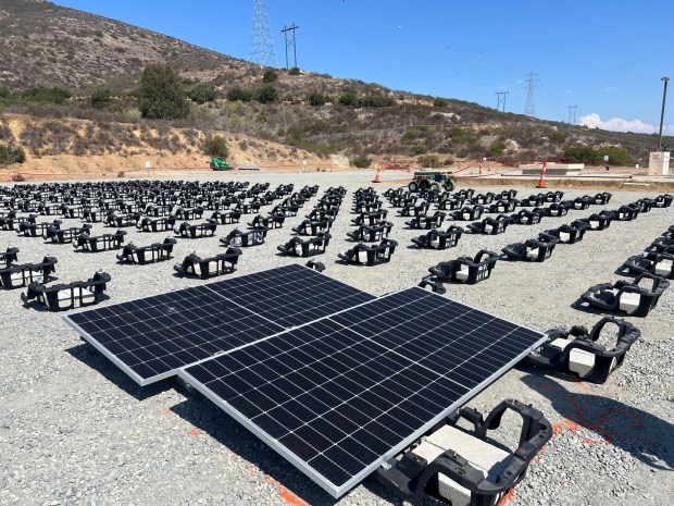 The new solar project at the R.E. Badger Filtration Treatment Plant in Rancho Santa Fe, owned by the Santa Fe Irrigation District and San Dieguito Water District. (Courtesy SFID)