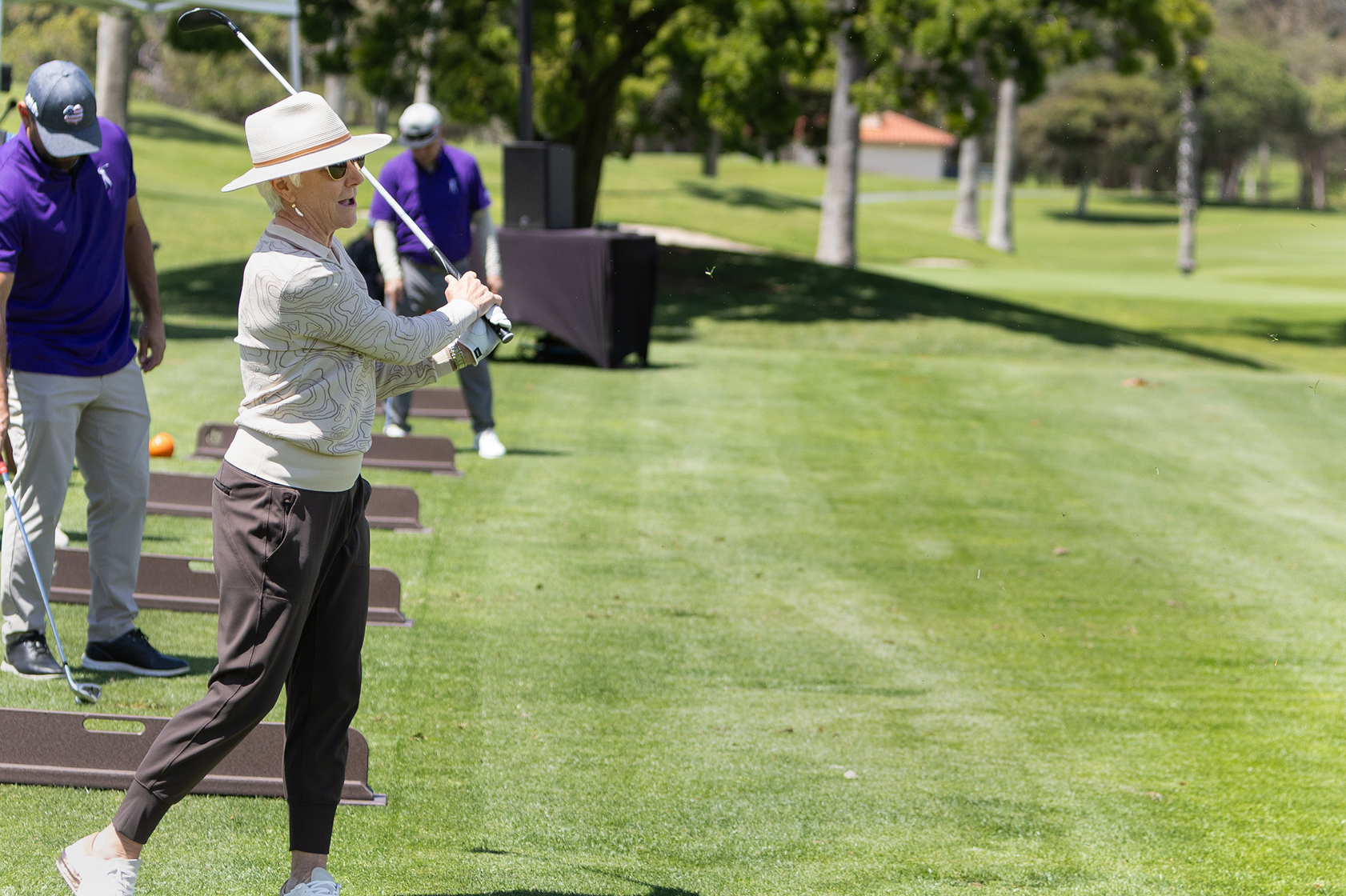 Catherine Sachs on the driving range (Jon Clark)