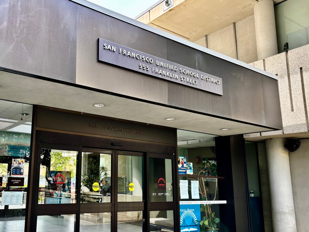 Door of SFUSD headquarters at 555 Franklin