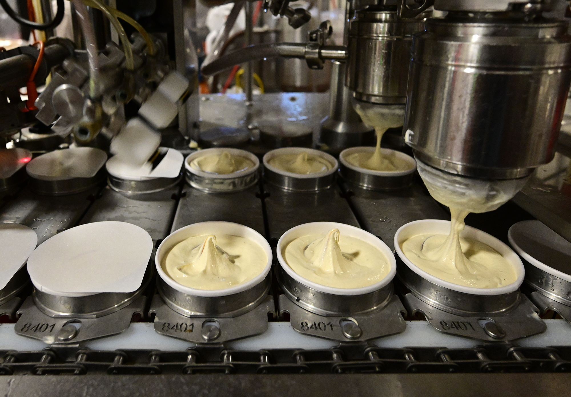 Ice cream is packaged at the Thrifty Ice Cream plant...