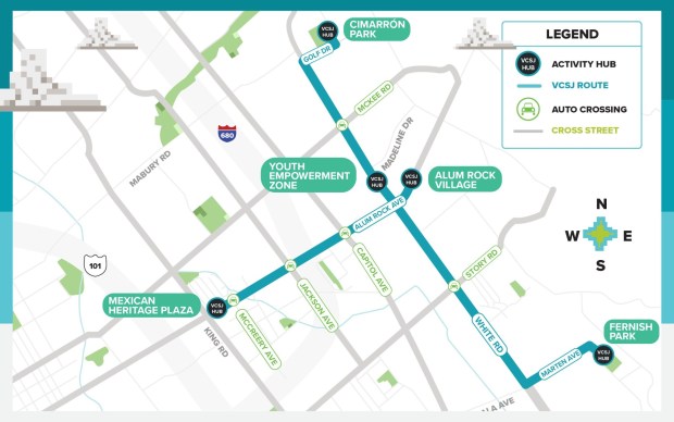 A map of the "Eastside Quest" route for Viva CalleSJ, which is taking place Sunday, April 19, 2026. (City of San Jose)