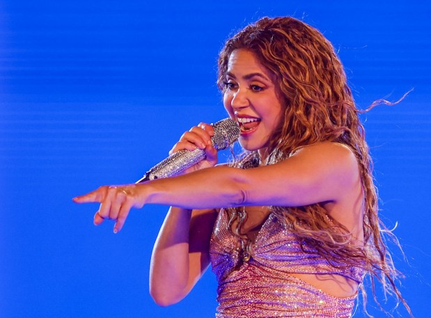 Shakira performs during her Las Mujeres Ya No Lloran World Tour at the Oracle Park in San Francisco, Calif., on Monday, June 30, 2025. (Ray Chavez/Bay Area News Group)