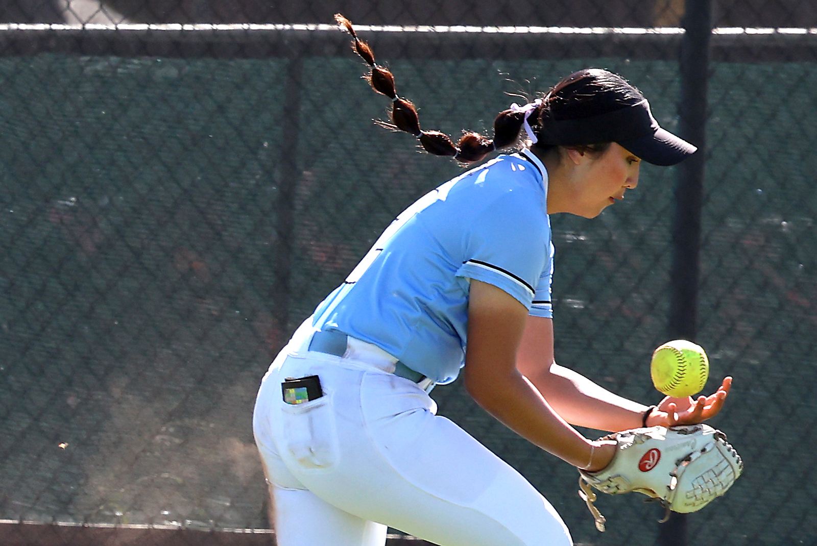 Cabrillo College left fielder Cameron Llamas maintains concentration to a...